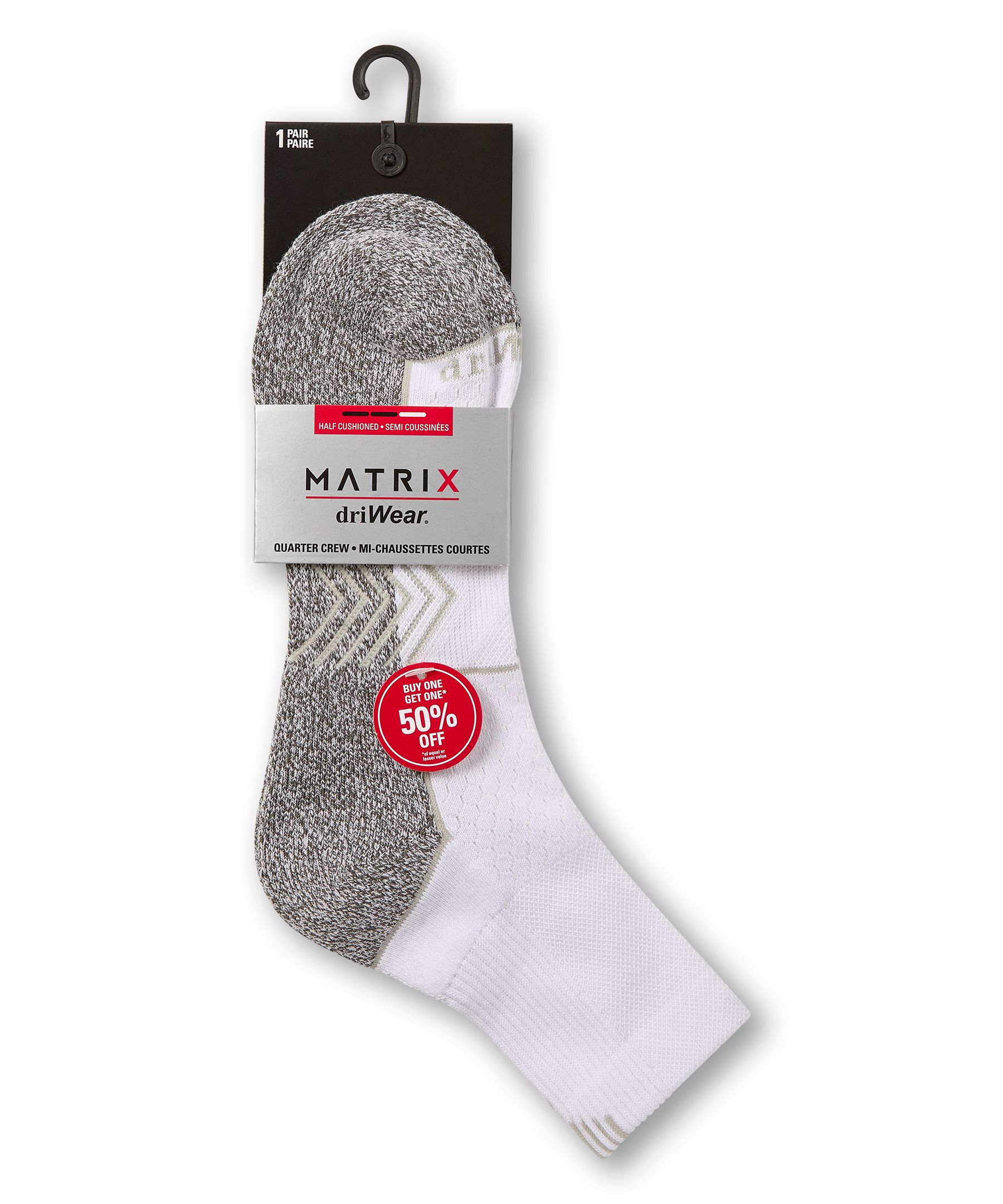 Chaussettes de sport un quart avec driWear pour hommes, Matrix