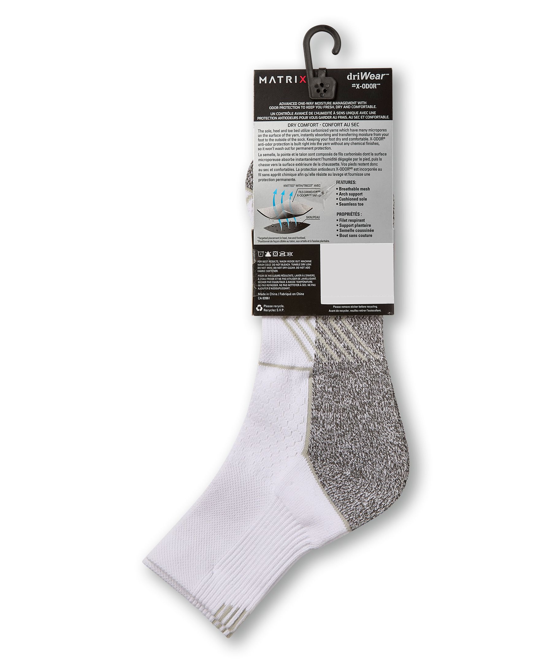 Chaussettes de sport un quart avec driWear pour hommes, Matrix