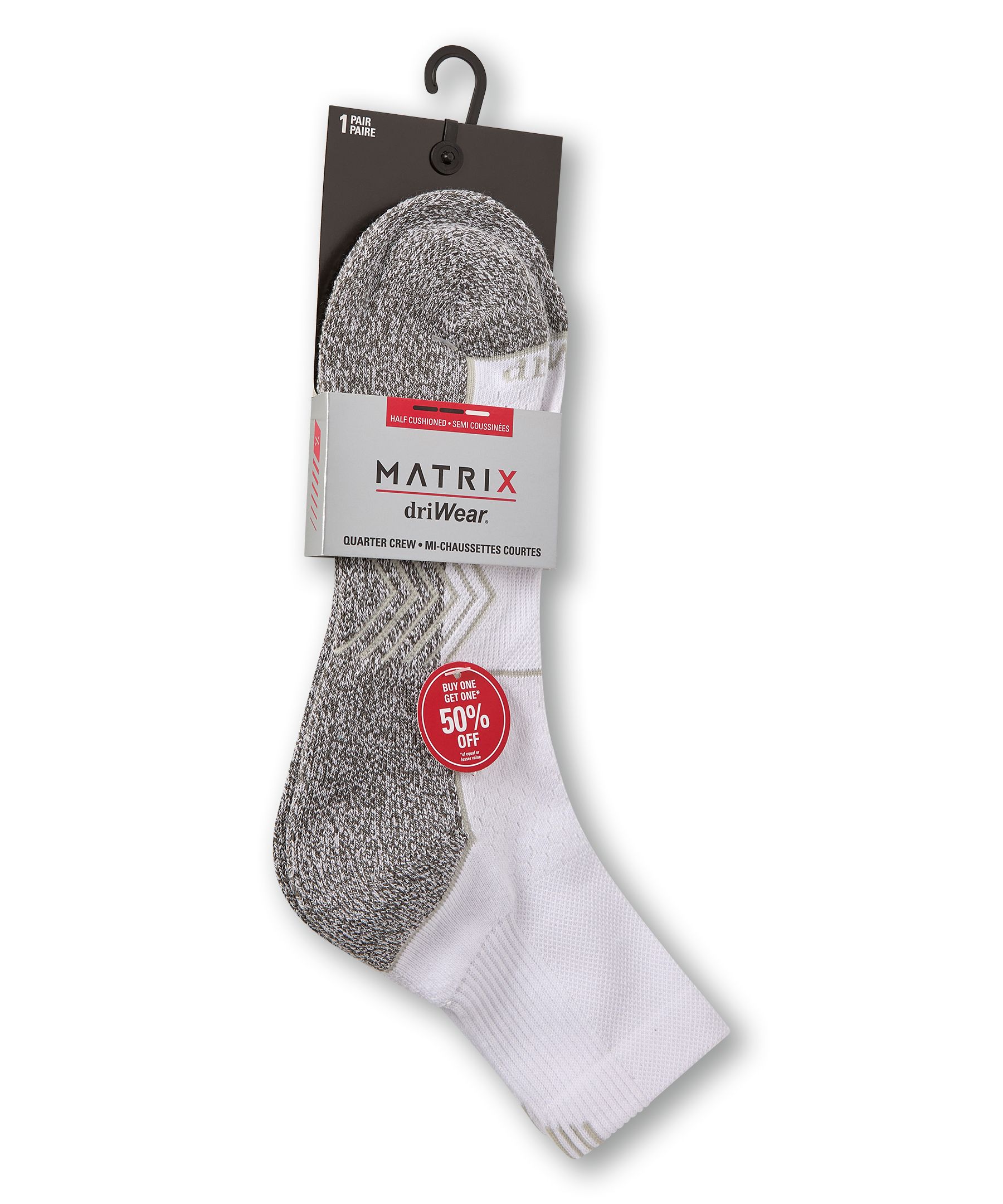 Chaussettes de sport un quart avec driWear pour hommes, Matrix