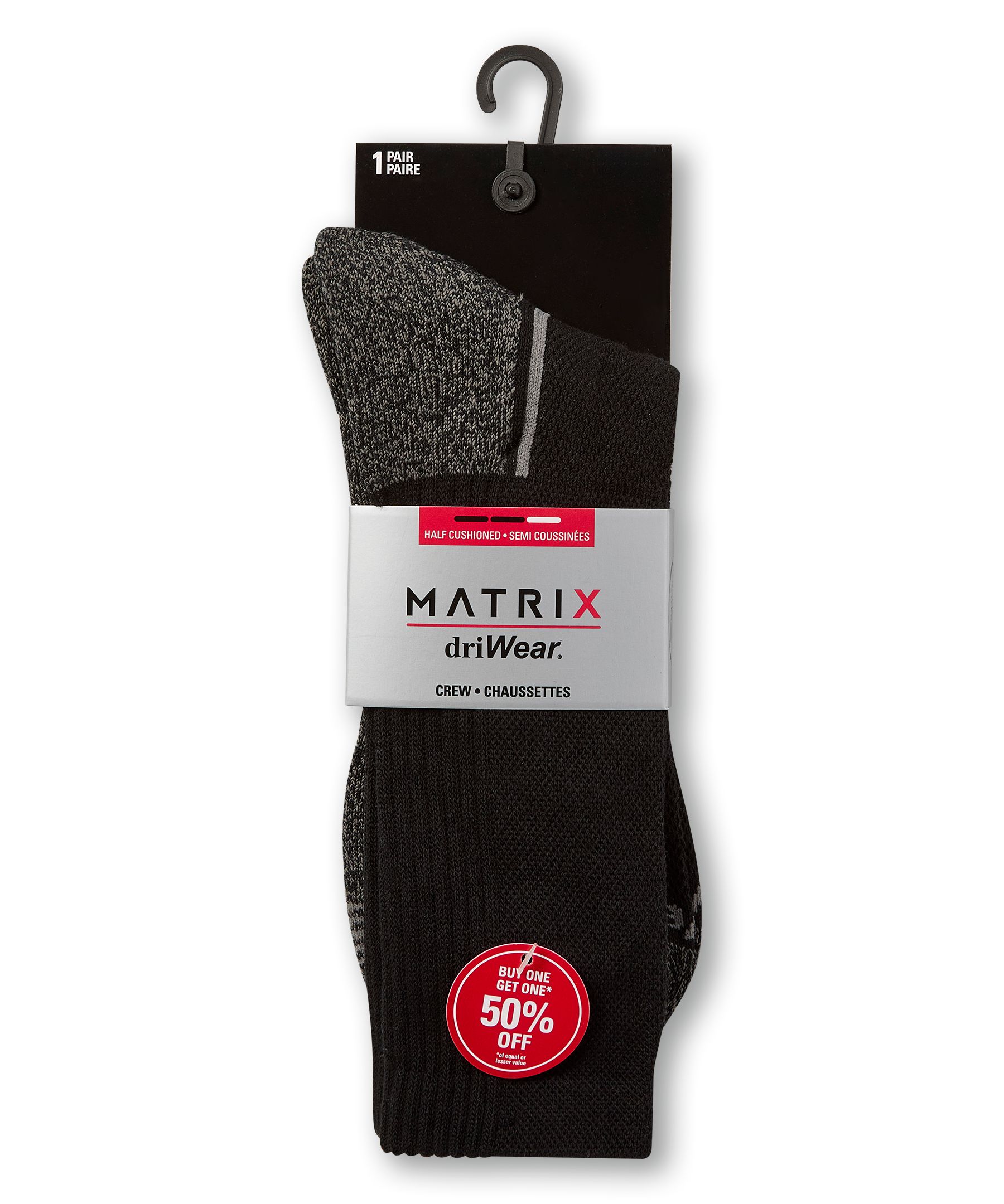 Mi-chaussettes de sport avec driWear pour hommes, Matrix