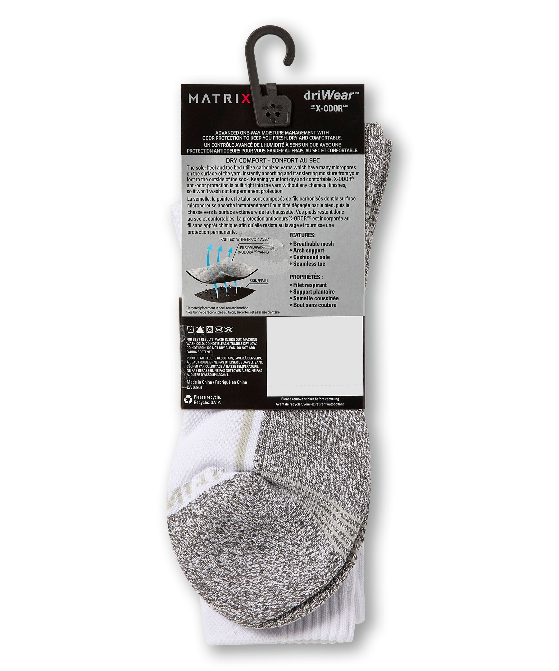 Matrix Men's driWear Sport Crew Socks