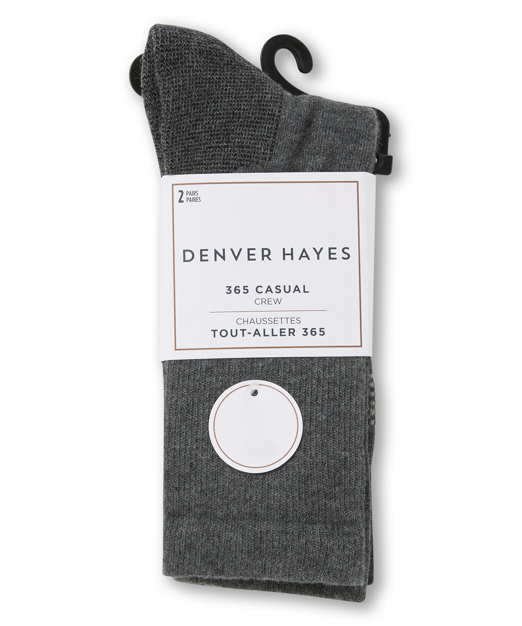 Mi-chaussettes décontractées en mérinos pour hommes, Denver Hayes, 365 Day, paquet de 2&nbsp;paires