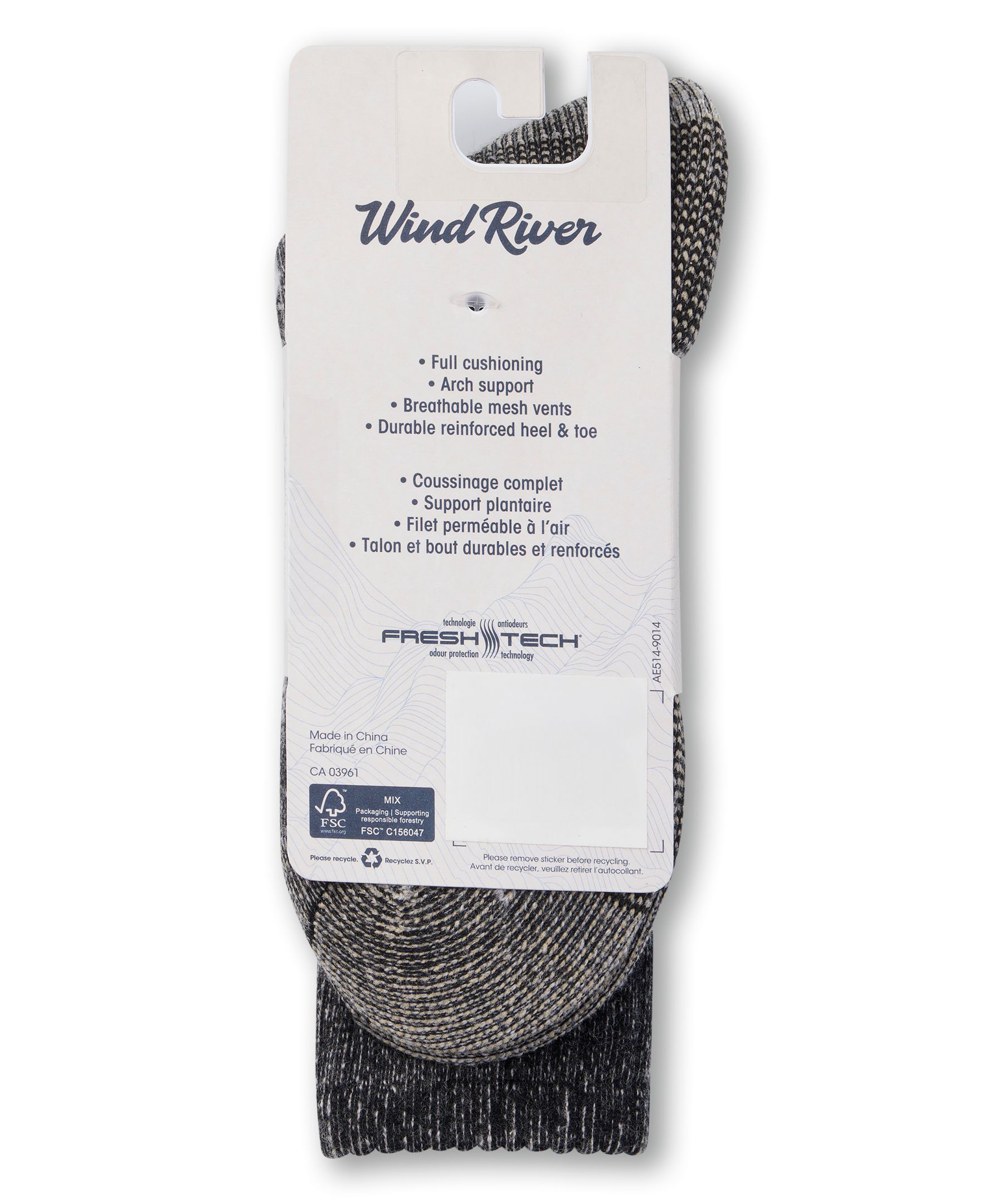 Chaussettes mi-mollet résistantes pour hommes, WindRiver, paquet de 2 paires