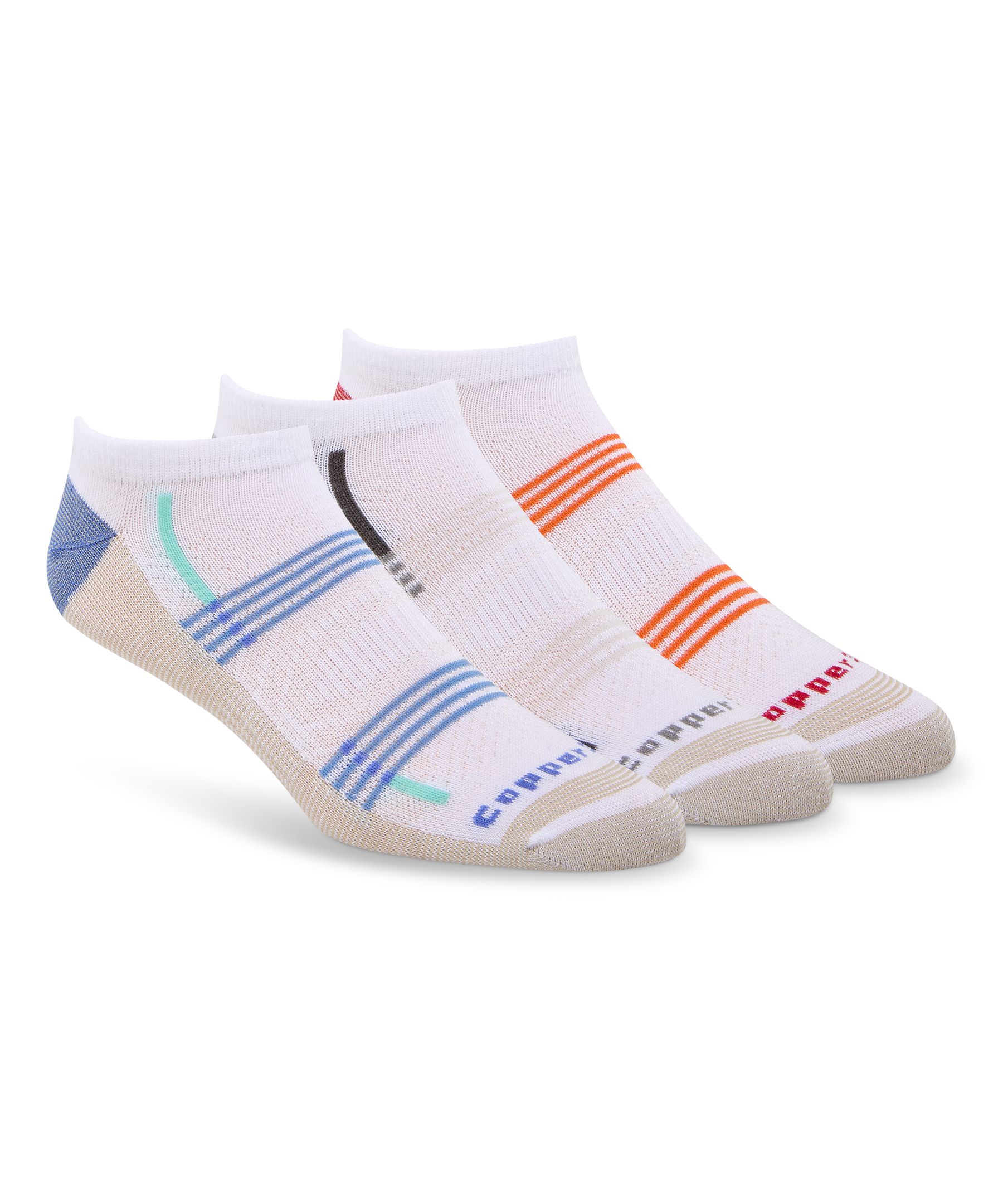 Chaussettes invisibles pour hommes, Extreme Athletic, Copper Sole, paquet de 3 paires