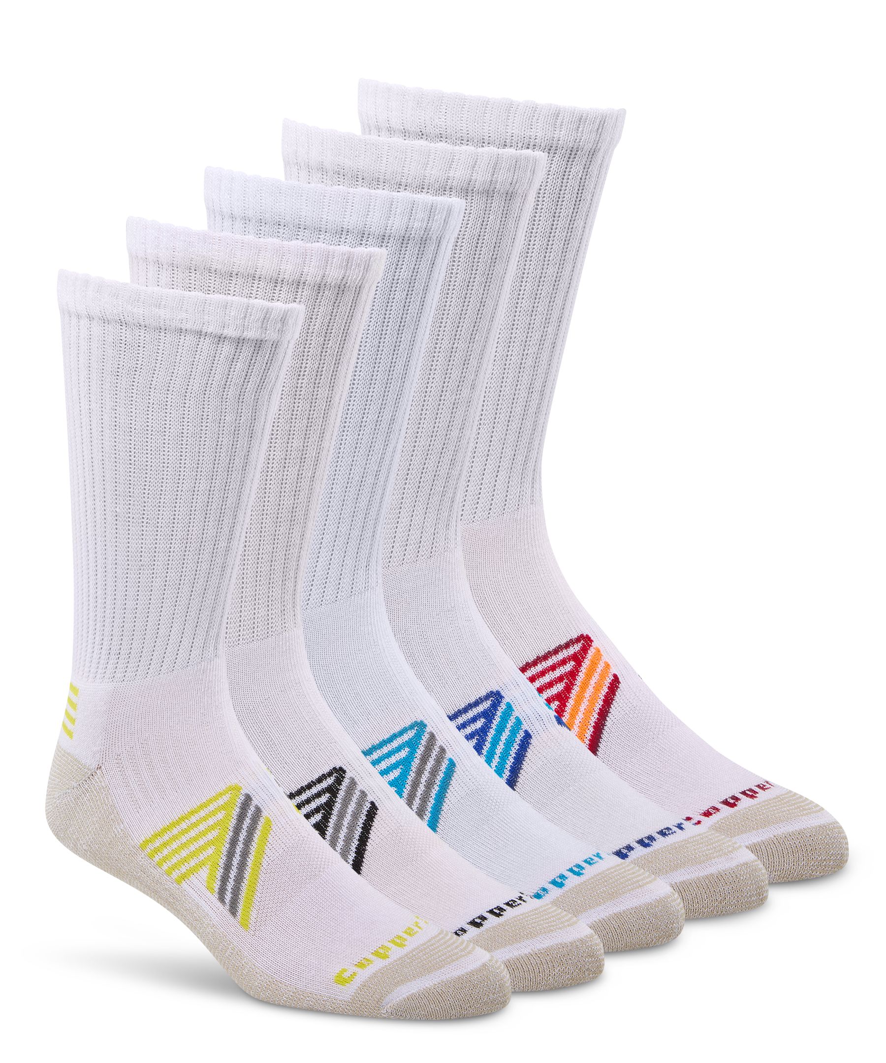 Copper Sole Men's 5 pk Extreme Athletic Crew Socks