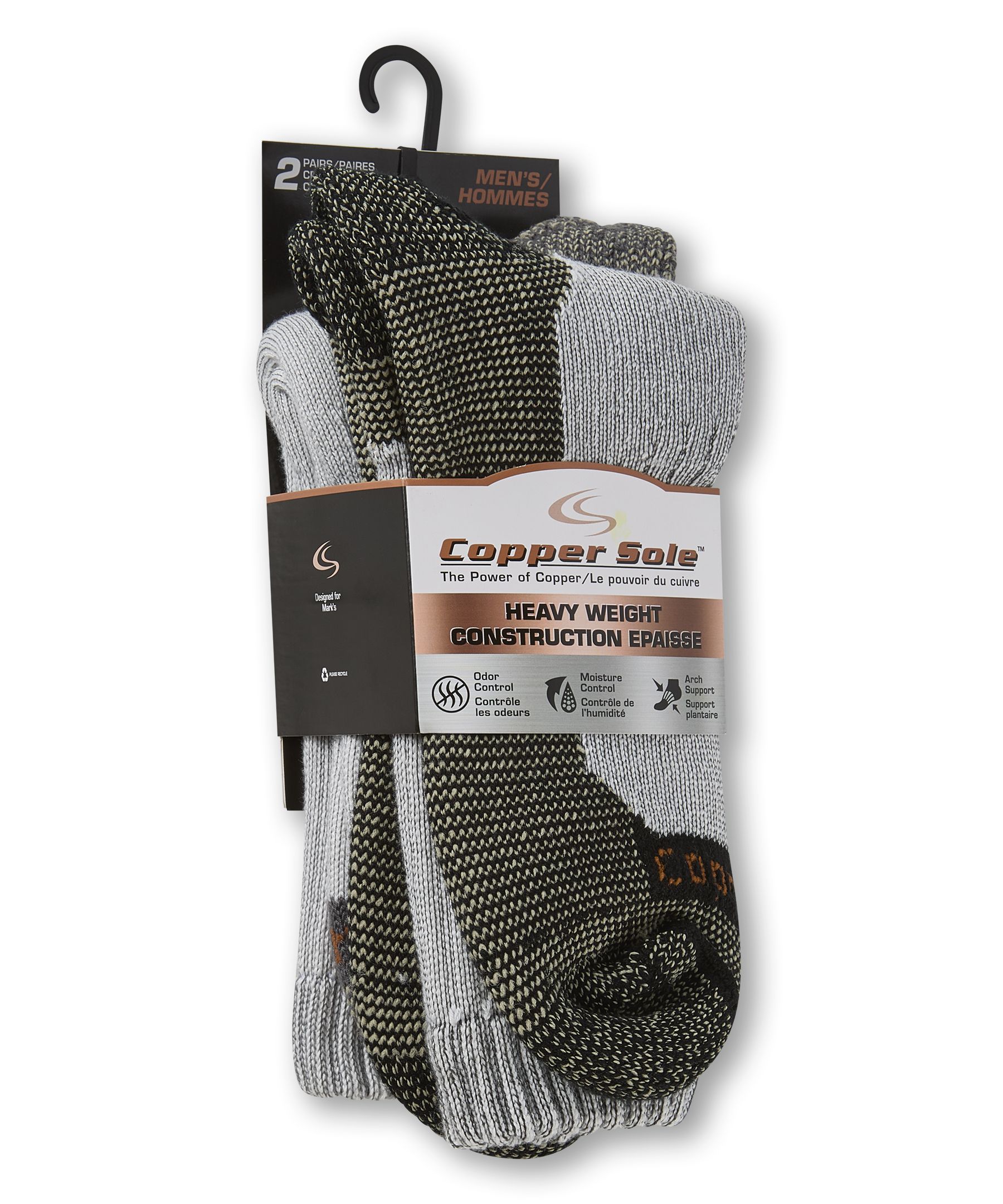 Copper Sole Men's 2 pk Heavy Weight Socks