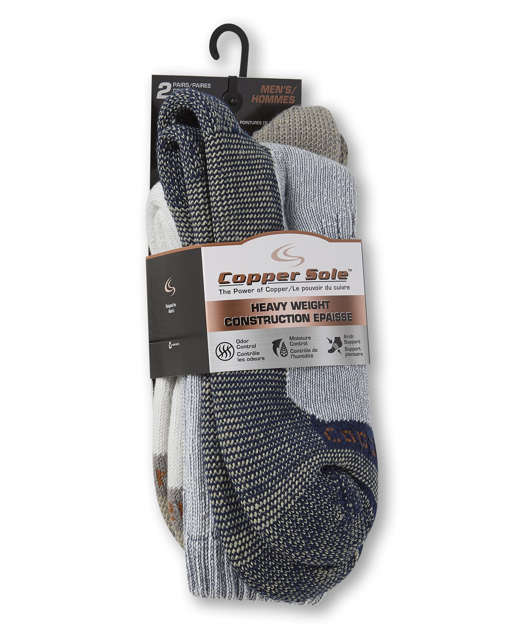 Copper Sole Men's 2 pk Heavy Weight Socks