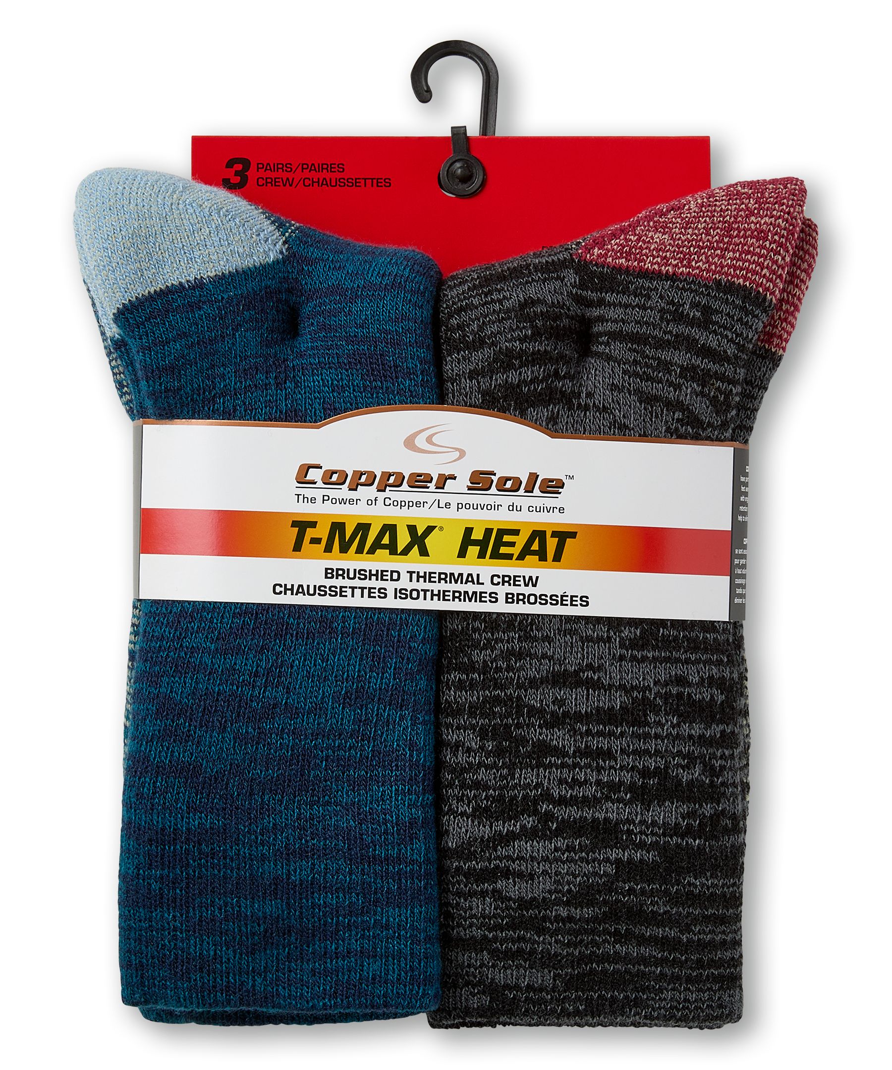 Copper Sole Men's 3pk T-Max Heat Thermal Crew Socks
