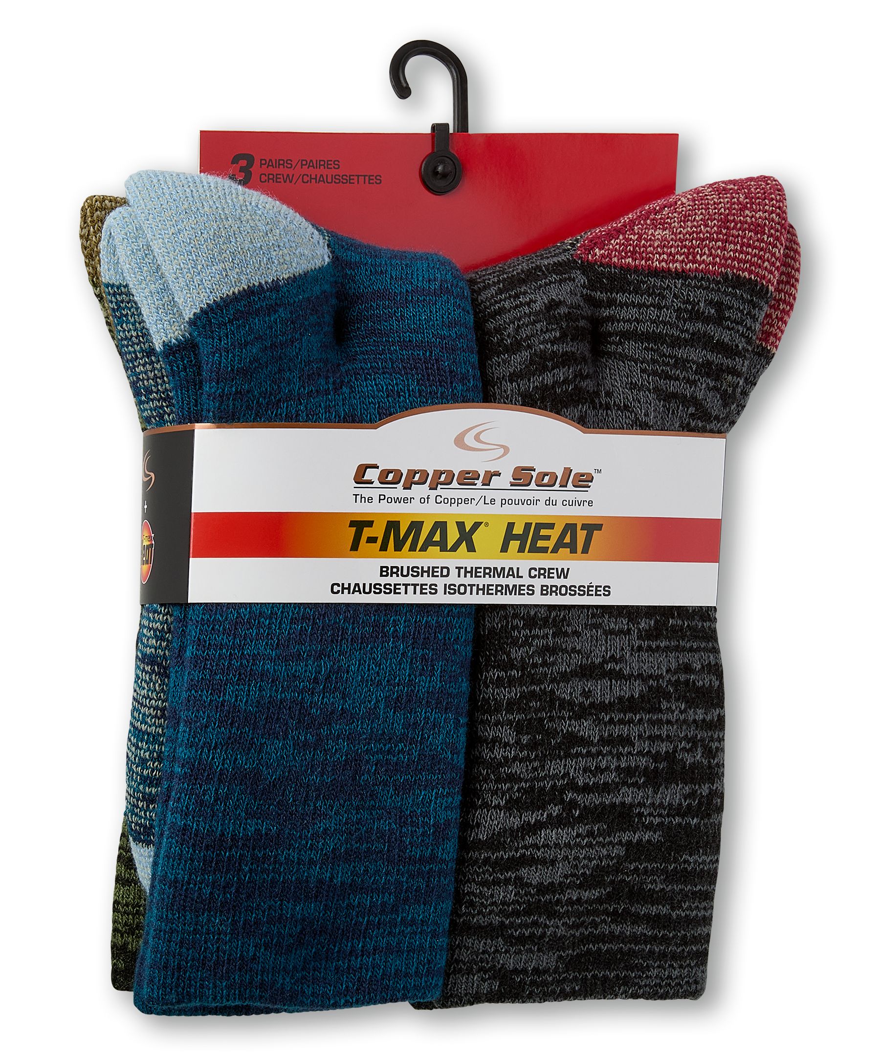 Copper Sole Men's 3pk T-Max Heat Thermal Crew Socks