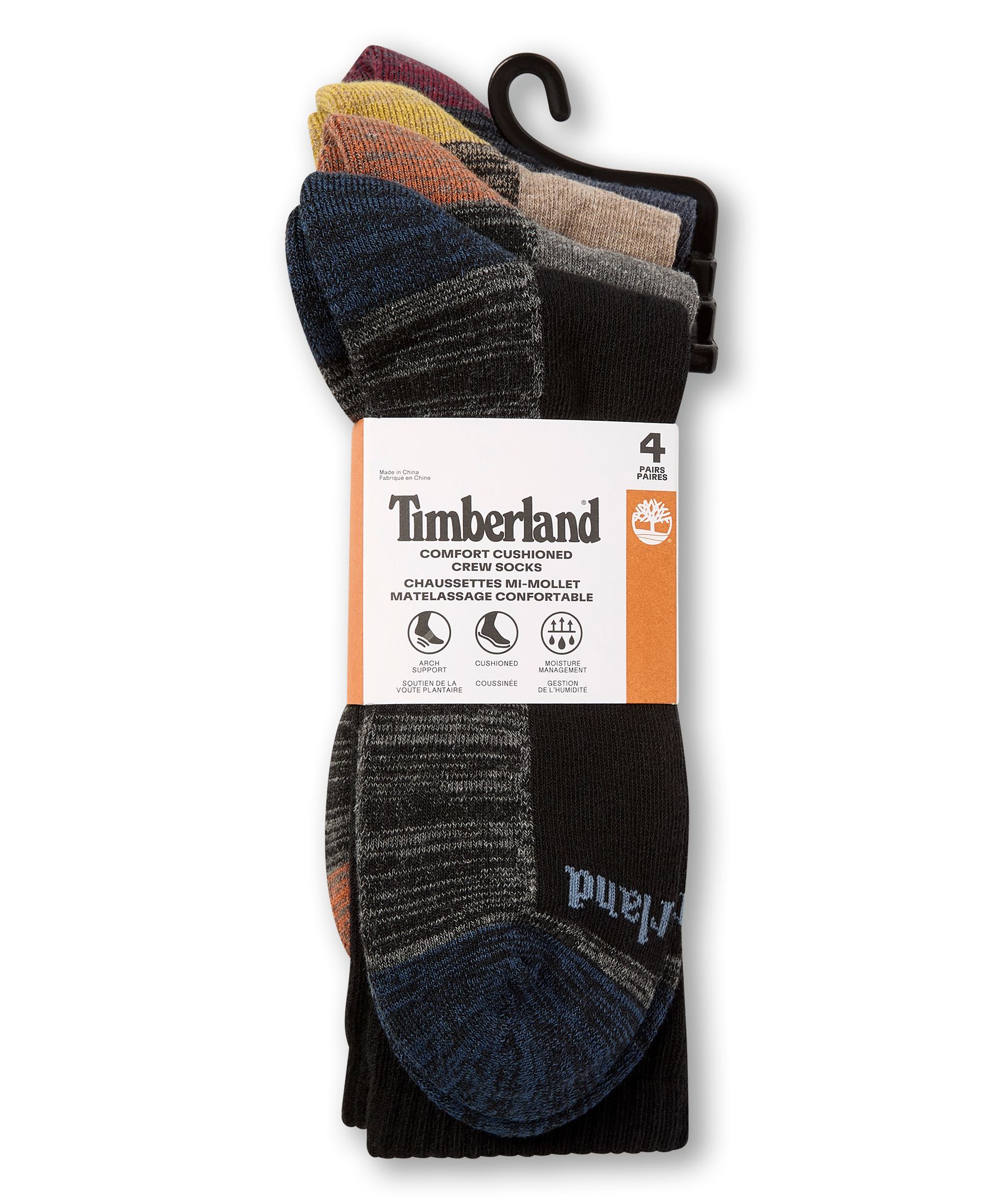 Chaussettes performance confortables pour hommes, Timberland, paquet de 4 paires