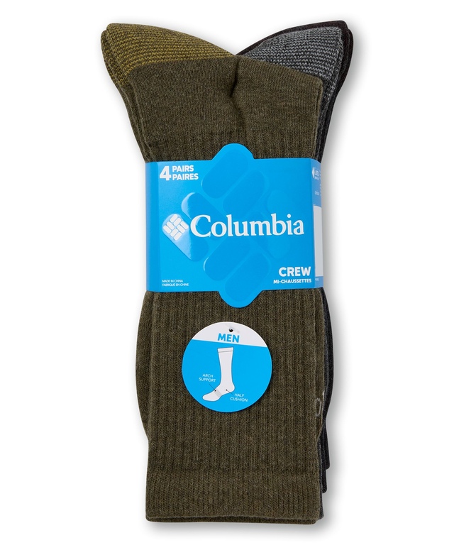 Mi-chaussettes côtelées pour hommes, Columbia, paquet de 4 paires