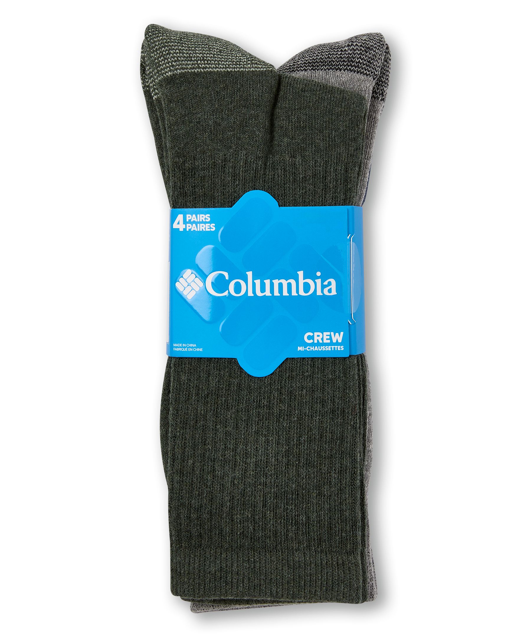 Mi-chaussettes côtelées pour hommes, Columbia, paquet de 4&nbsp;paires