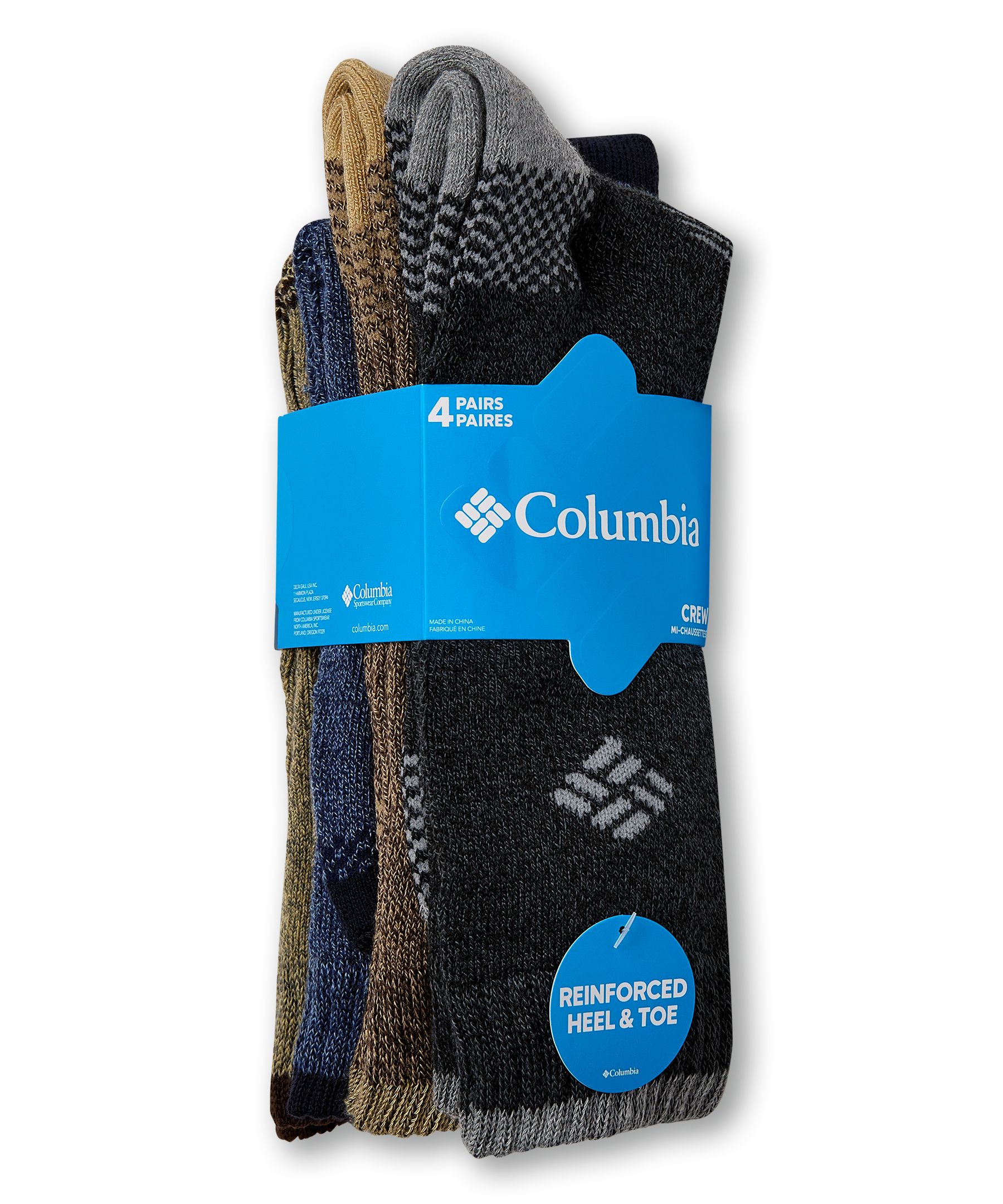 Chaussettes entièrement rembourrées avec contrôle de l'humidité pour hommes, Columbia, paquet de 4&nbsp;paires
