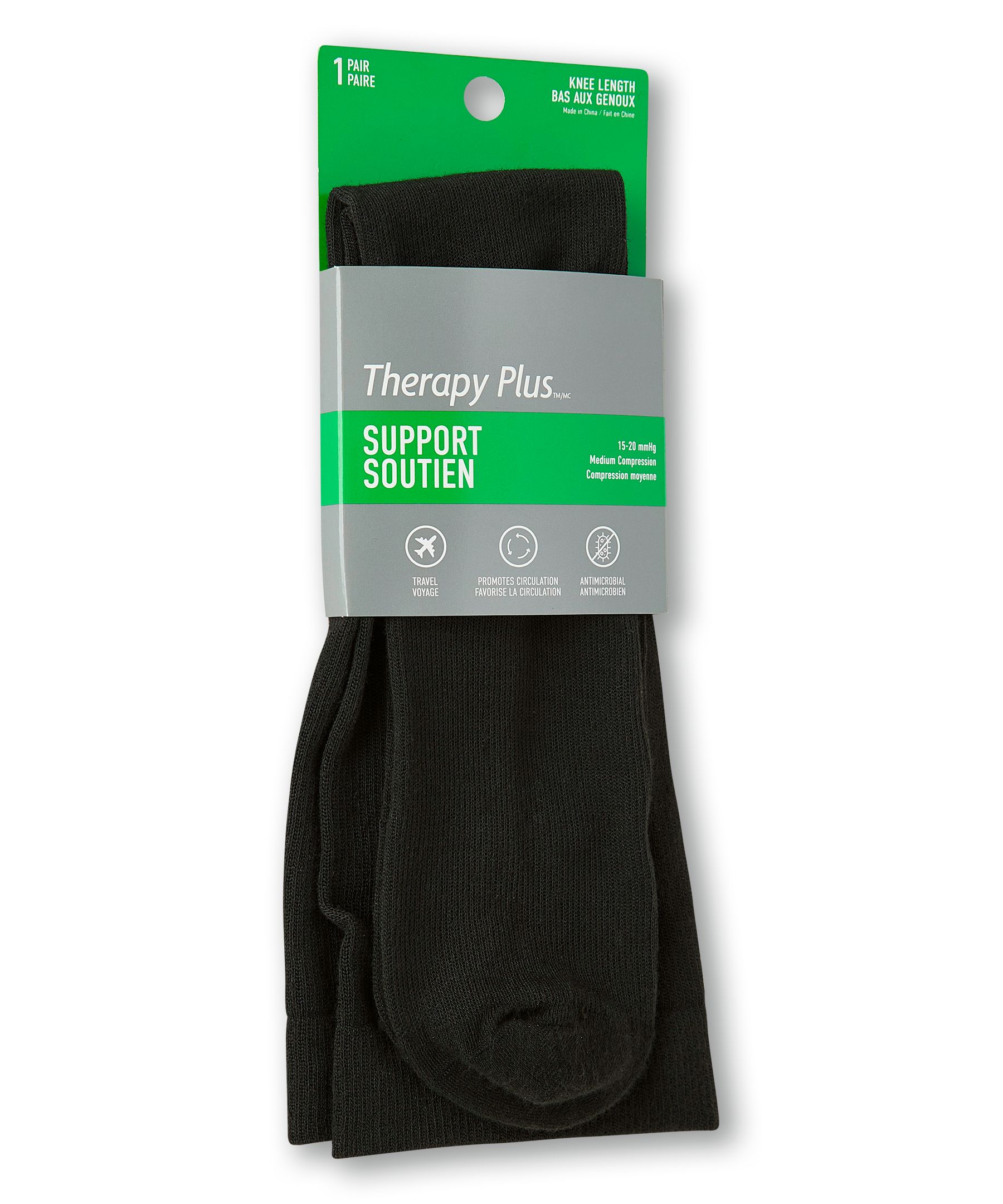 Bas de contention Therapy Plus pour hommes, taille plus, 15-20 mmHg, Vendor Labels