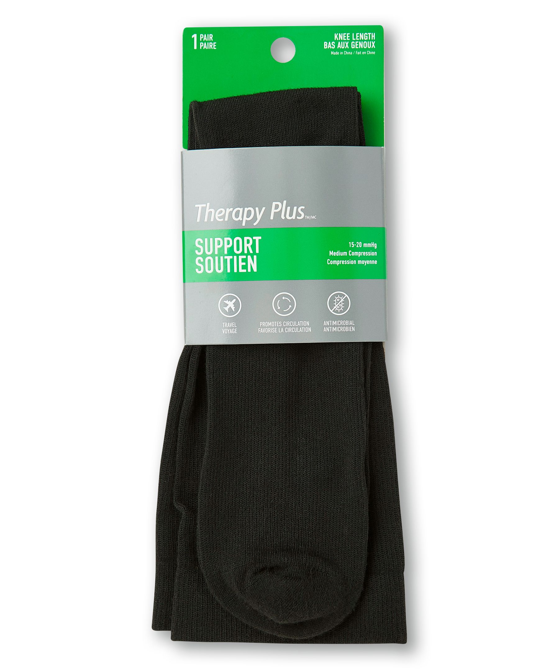Bas de contention Therapy Plus pour hommes, taille plus, 15-20 mmHg, Vendor Labels