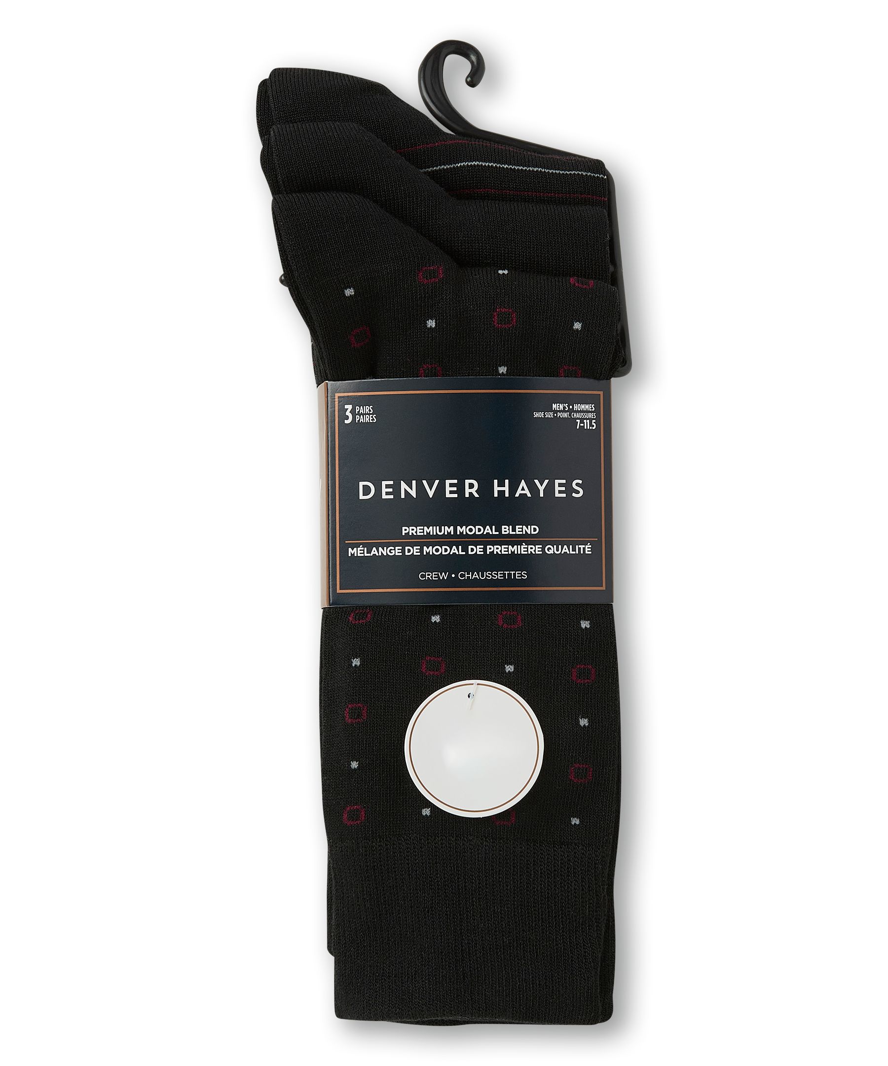 Mi-chaussettes décontractées Denver Hayes, paquet de 3&nbsp;paires, 1 acheté, 1 offert