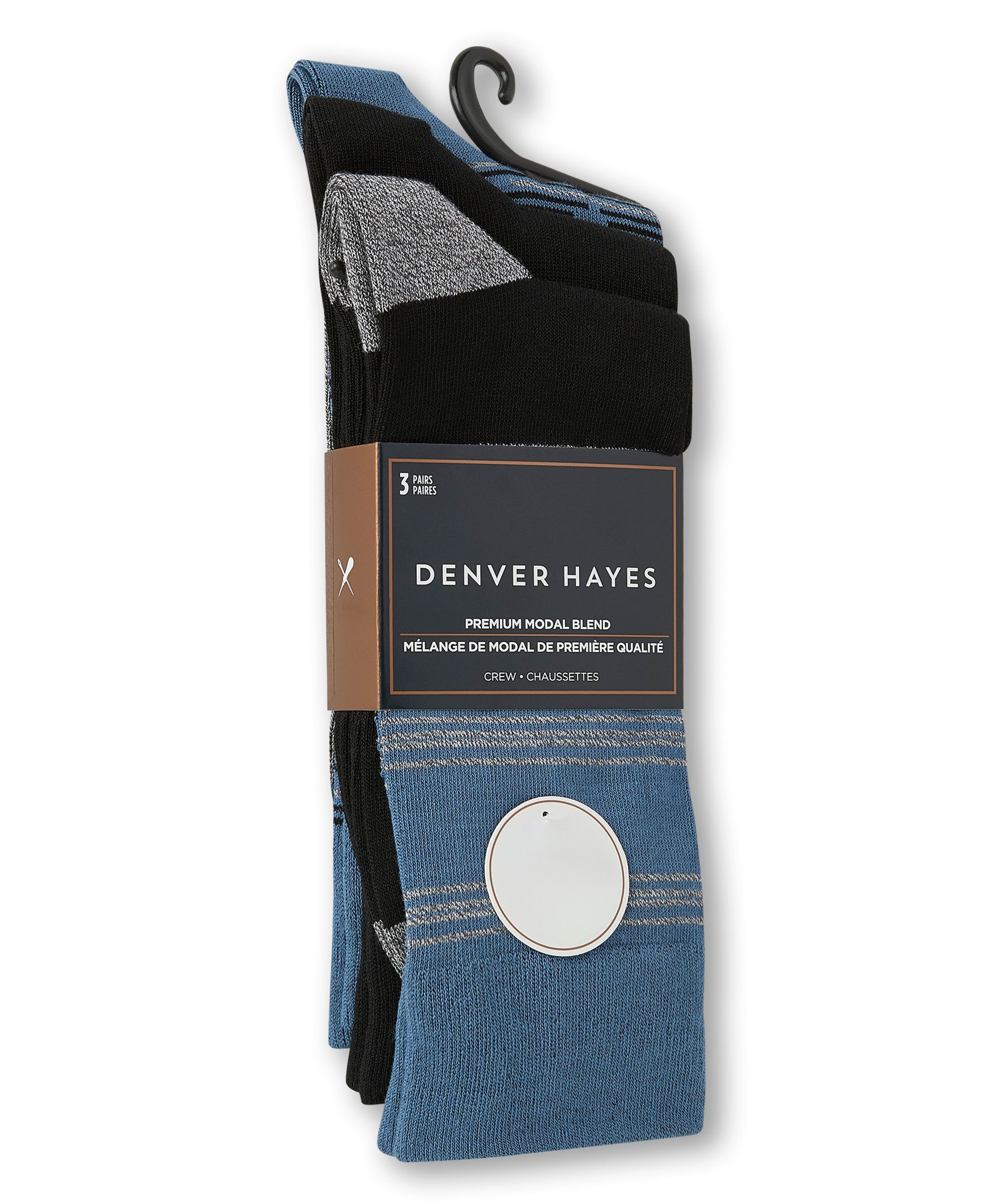 Mi-chaussettes décontractées Denver Hayes, paquet de 3&nbsp;paires, 1 acheté, 1 offert