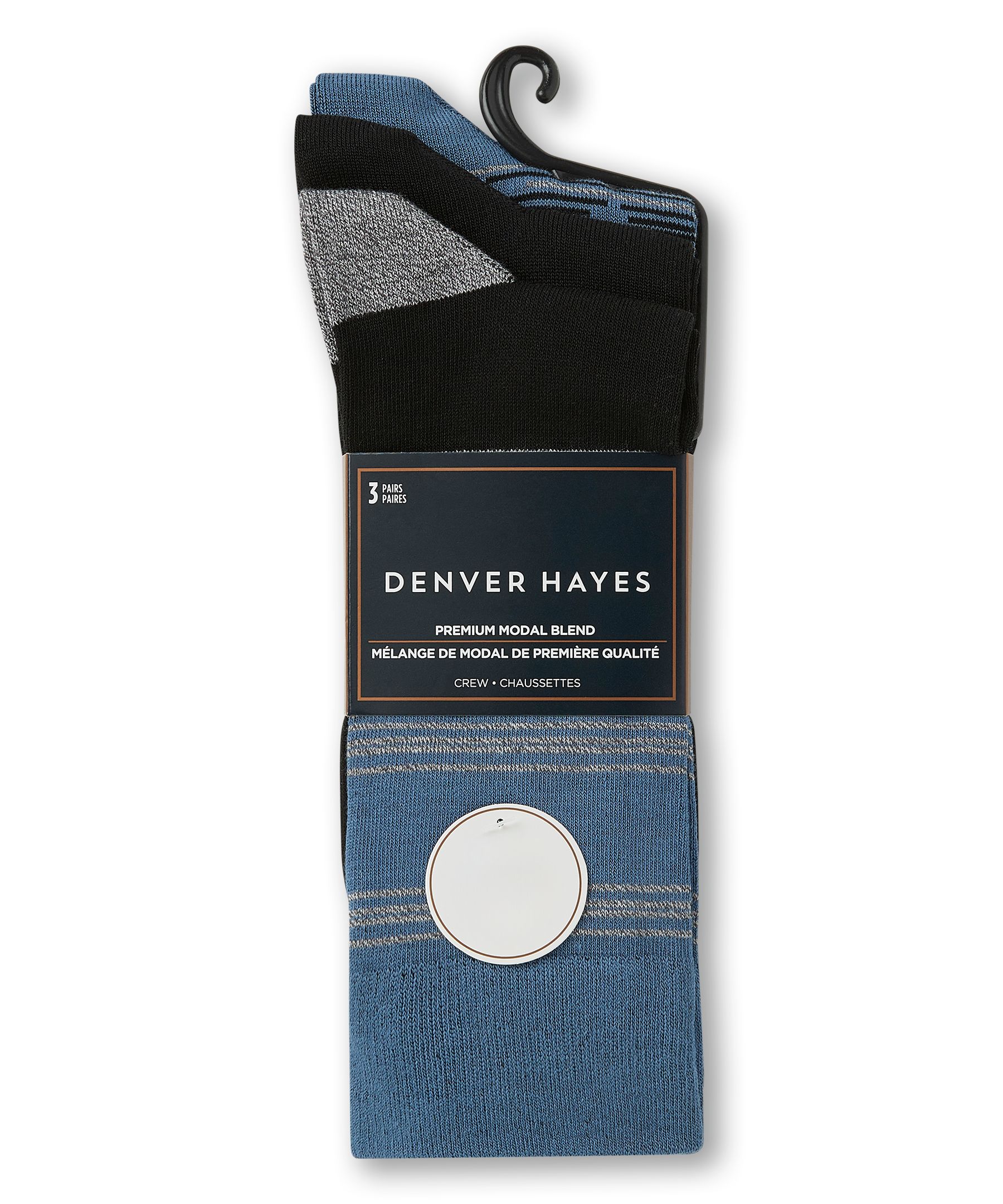 Mi-chaussettes décontractées Denver Hayes, paquet de 3&nbsp;paires, 1 acheté, 1 offert