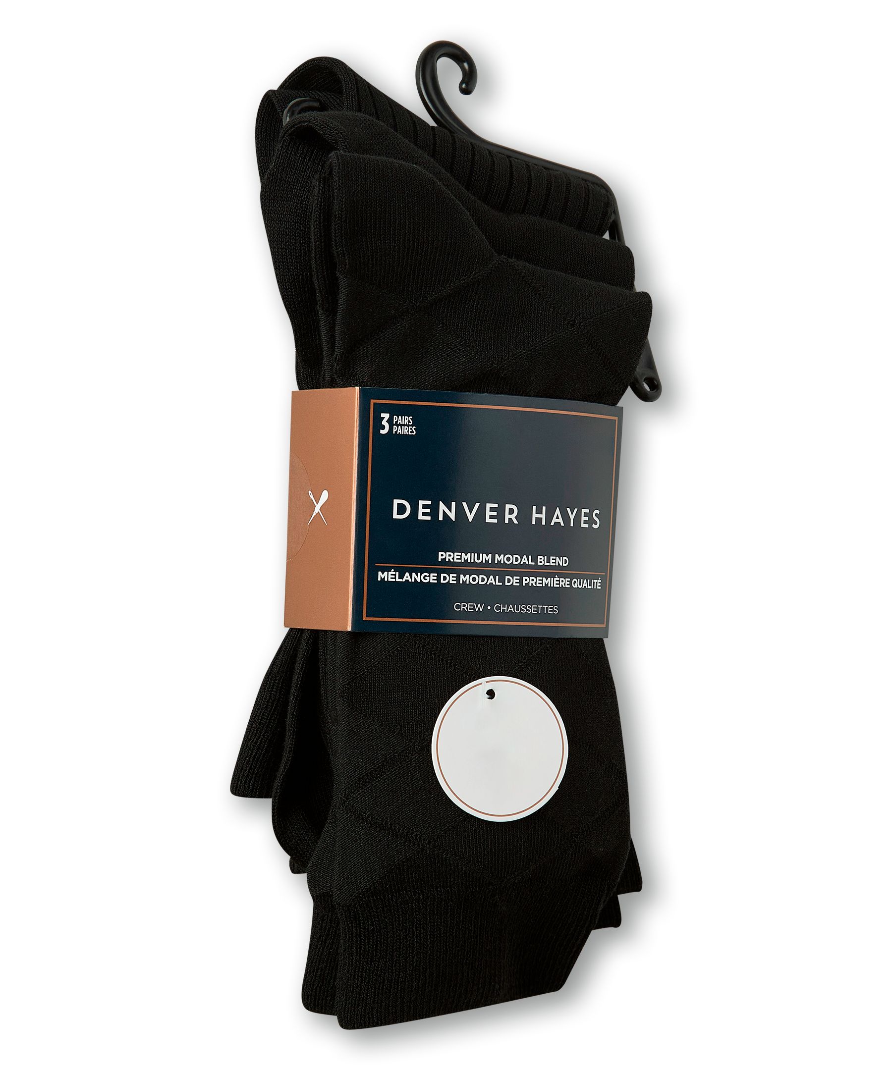 Mi-chaussettes décontractées de couleur unie pour hommes, Denver Hayes, paquet de 3&nbsp;paires