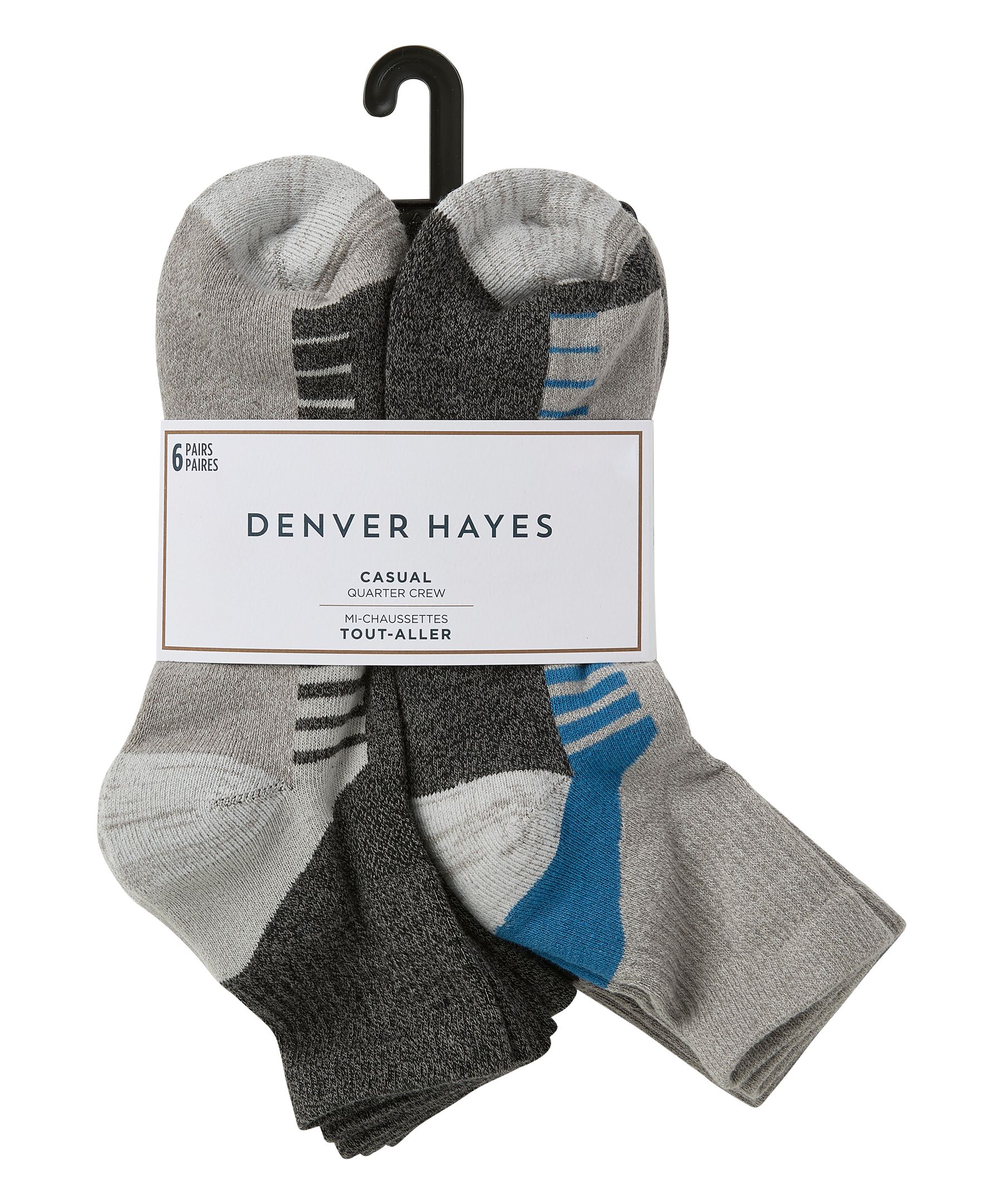 Mi-chaussettes décontractées, Denver Hayes, paquet de 6&nbsp;paires