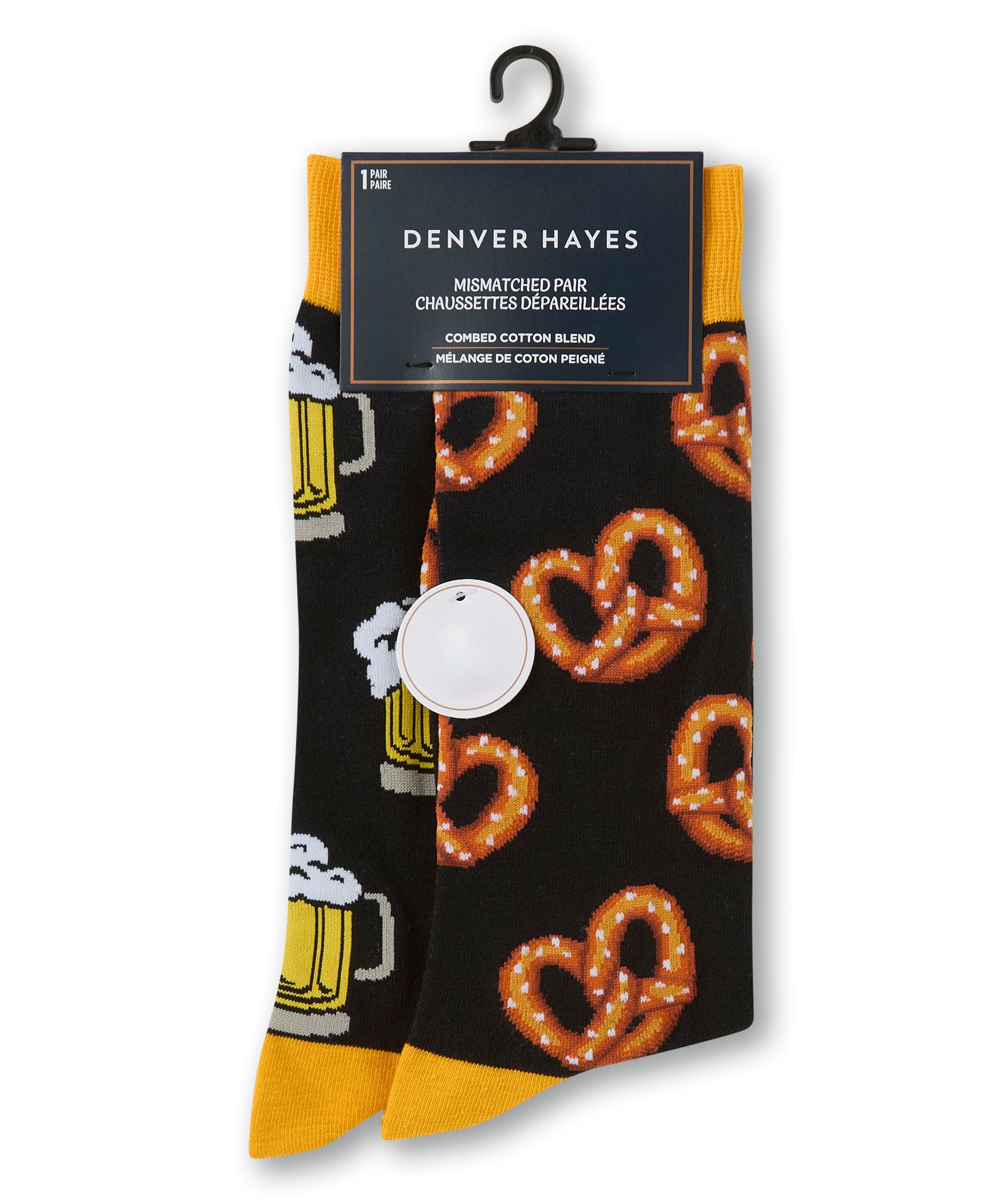 Denver Hayes Men's Novelty Miss Match Pattern Casual Socks