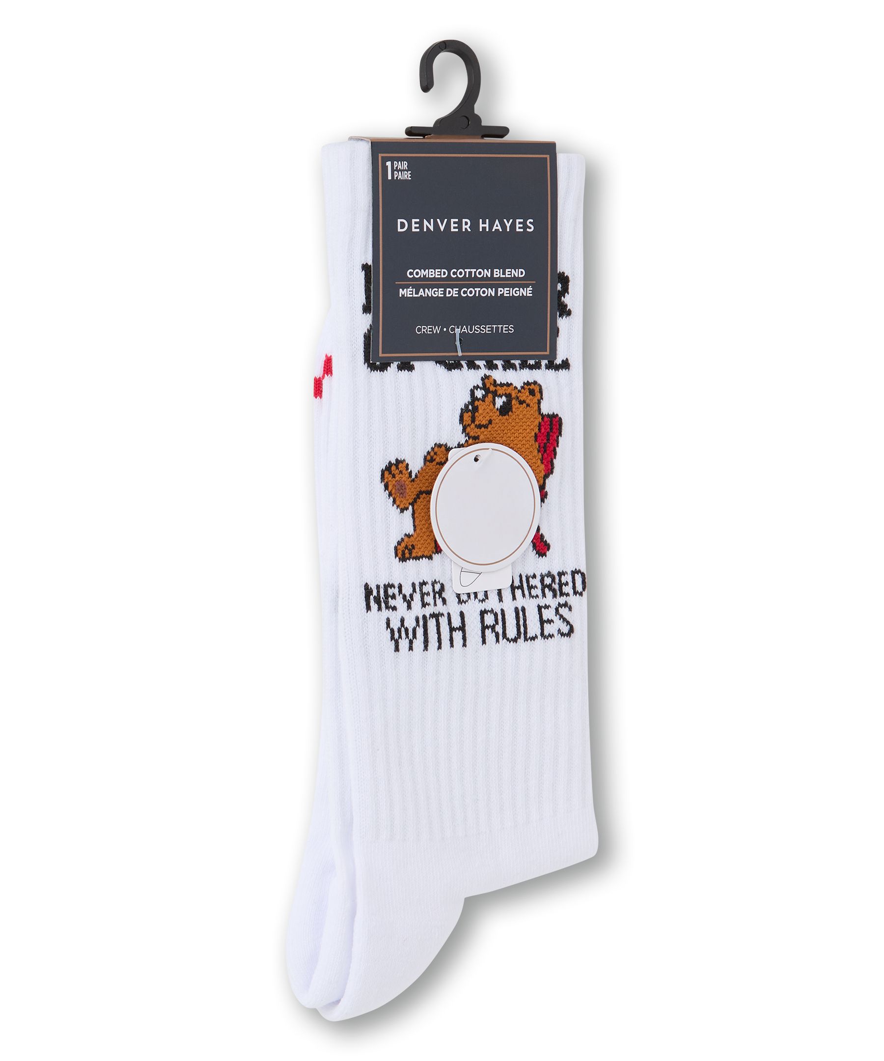 Chaussettes décontractées blanches à motif fantaisie pour hommes, Denver Hayes
