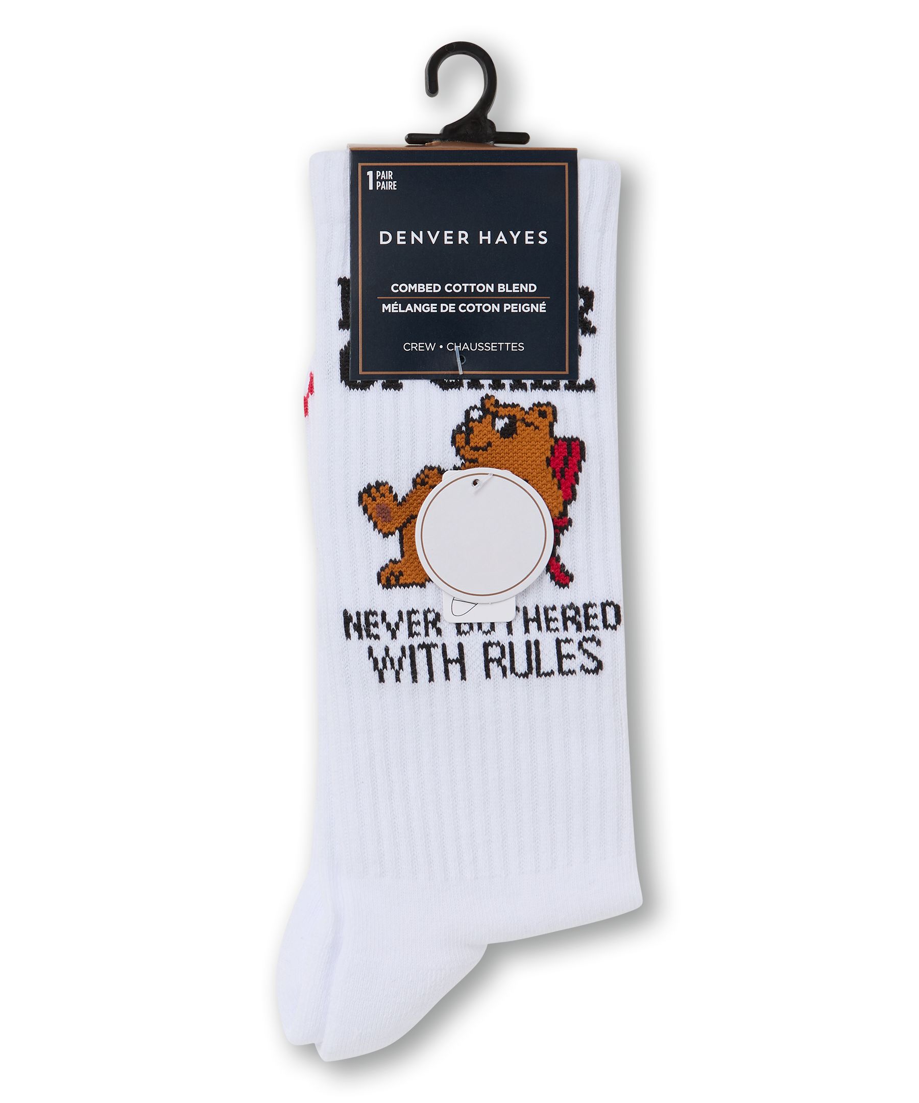 Chaussettes décontractées blanches à motif fantaisie pour hommes, Denver Hayes