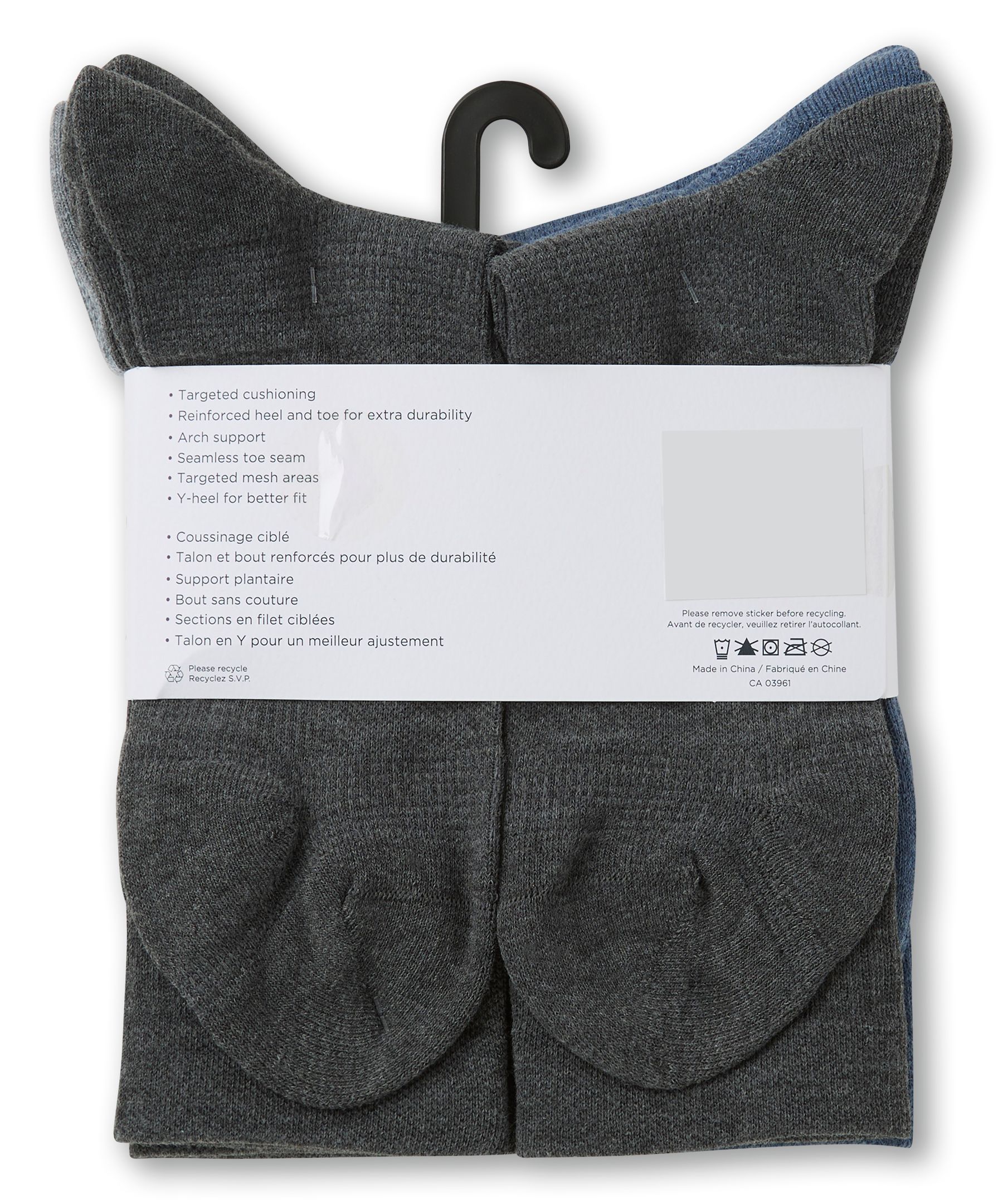 Mi-chaussettes décontractées pour hommes, Better Fit, Denver Hayes, paquet de 5&nbsp;paires