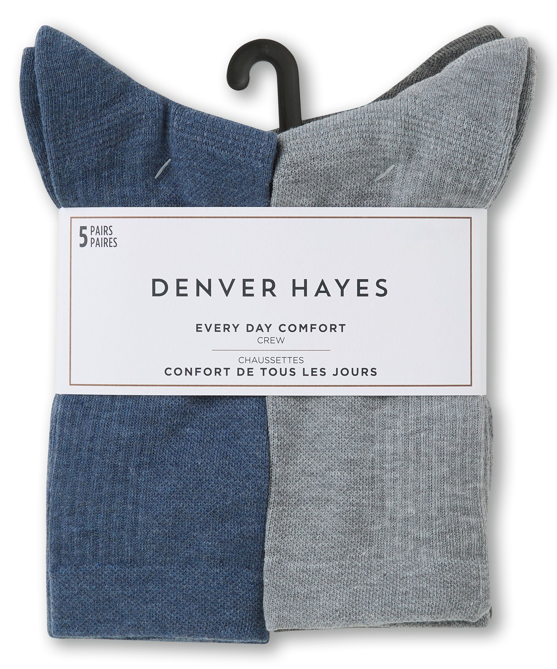 Mi-chaussettes décontractées pour hommes, Better Fit, Denver Hayes, paquet de 5&nbsp;paires