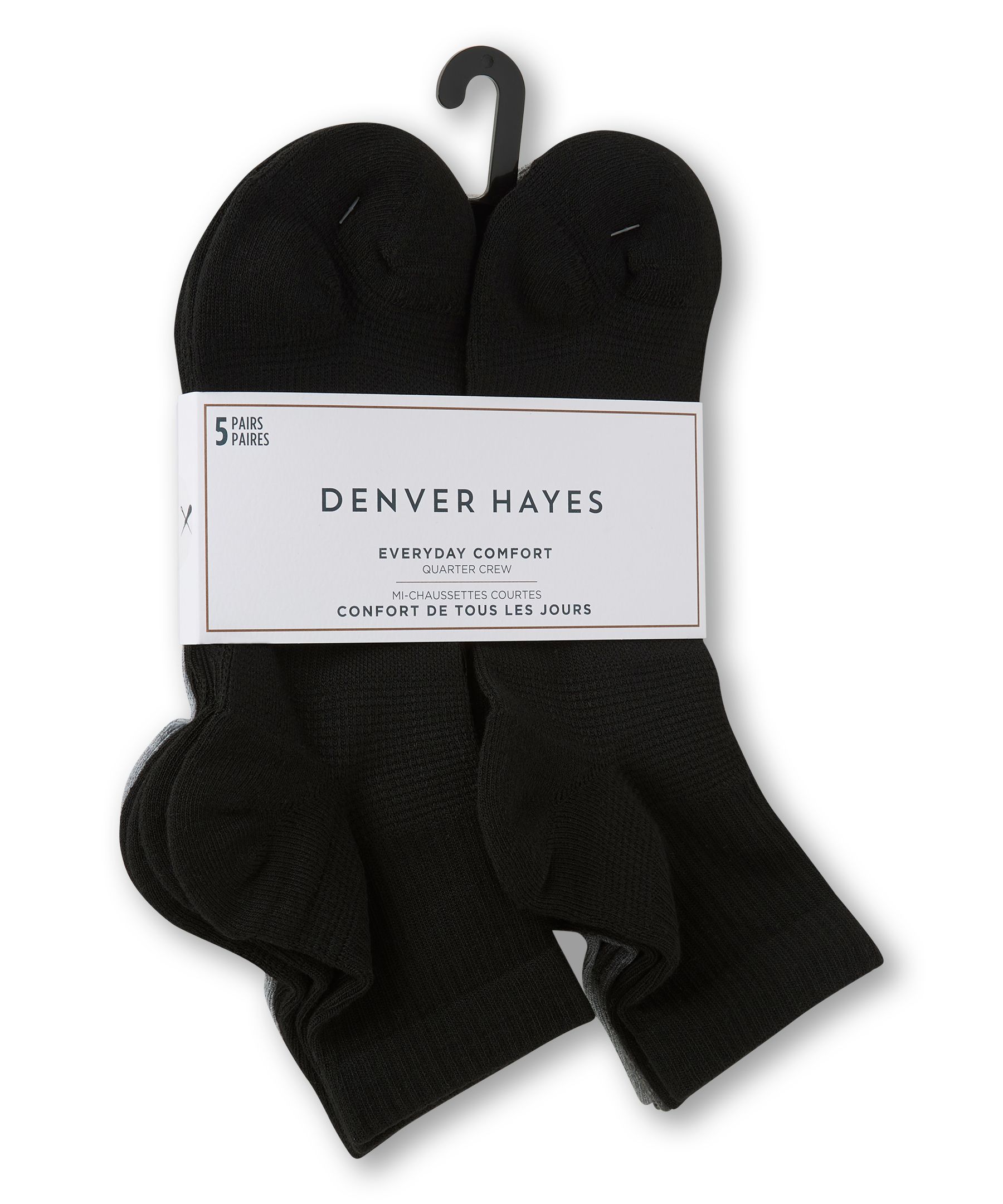 Denver Hayes Men's 5-Pack Better Fit Quarter Socks