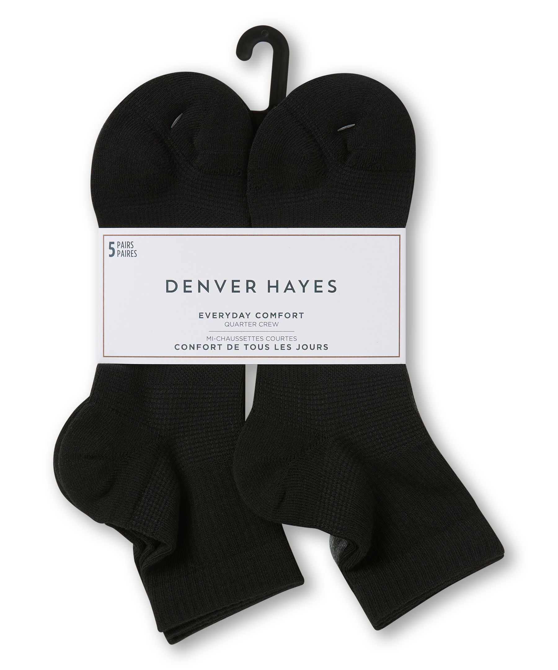 Denver Hayes Men's 5-Pack Better Fit Quarter Socks