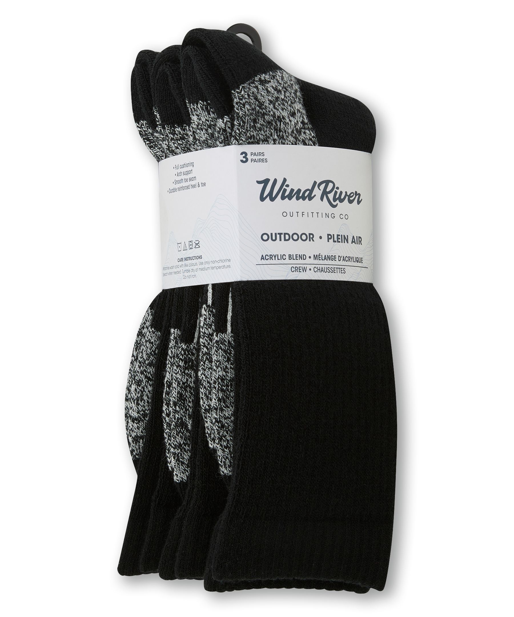 Mi-chaussettes à rembourrage intégral, WindRiver, paquet de 3 paires