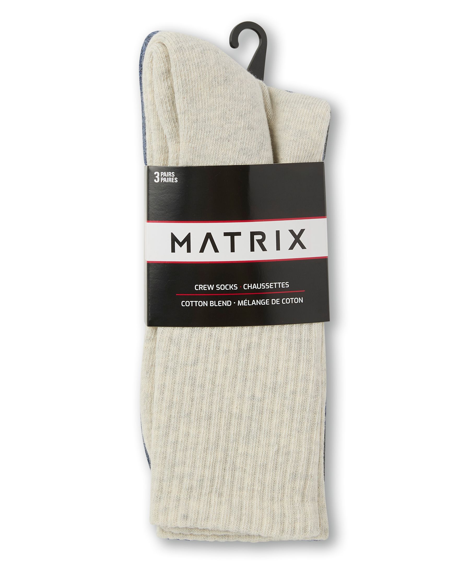 Mi-chaussettes de sport semi-rembourrées assorties pour hommes, Matrix, paquet de 3 paires