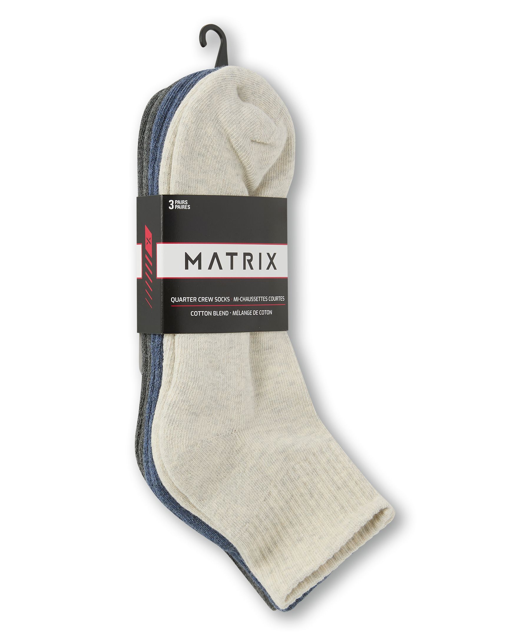 Matrix Men's 3-Pack Half Cushion Quarter Crew Sport Socks