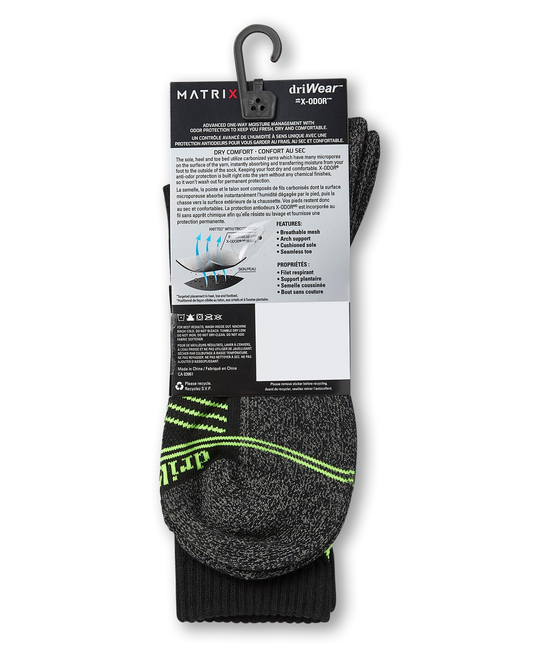 Matrix Men's DriWear Crew Socks