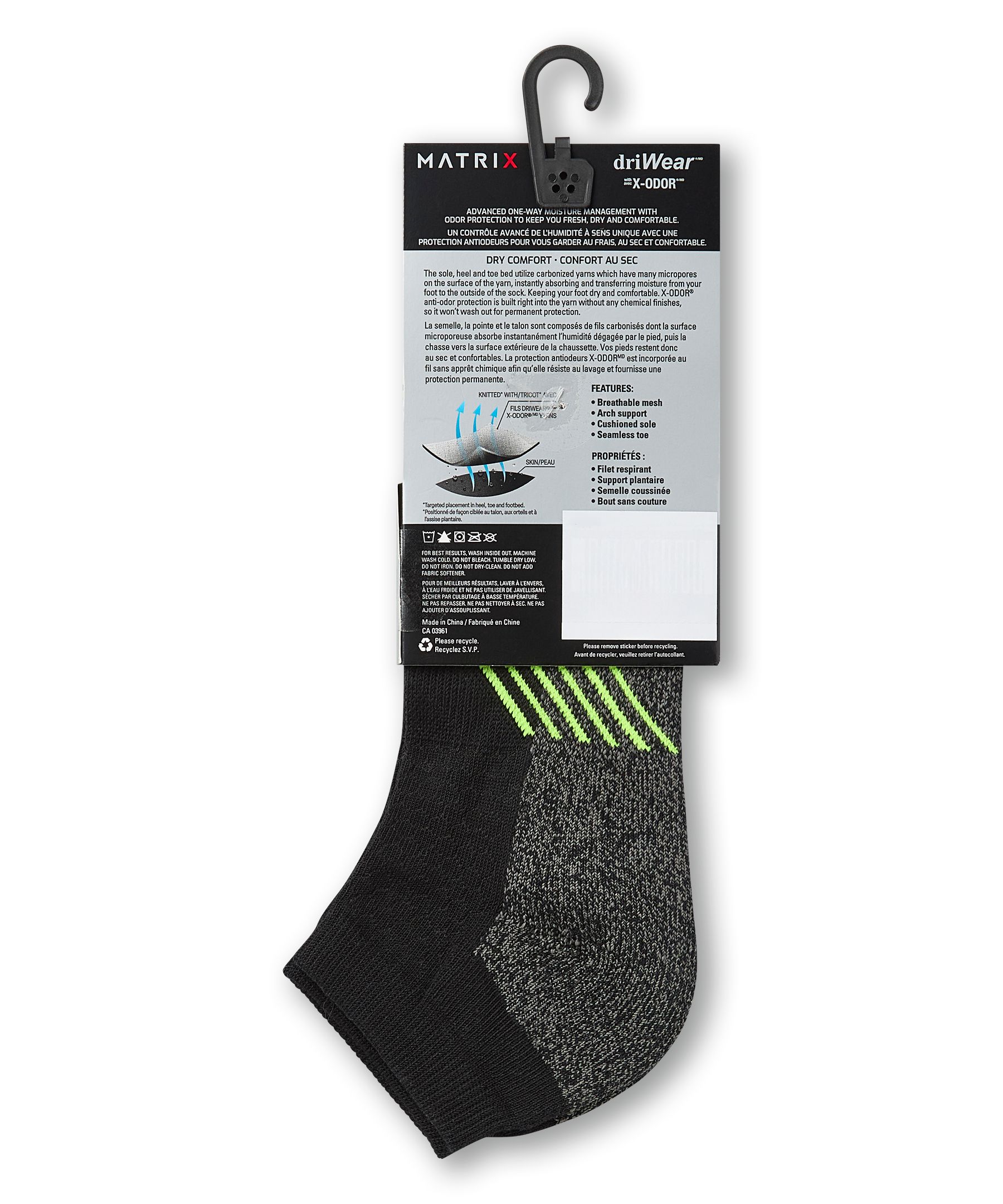 Matrix Men's driWear Low Cut Cushioned  Socks