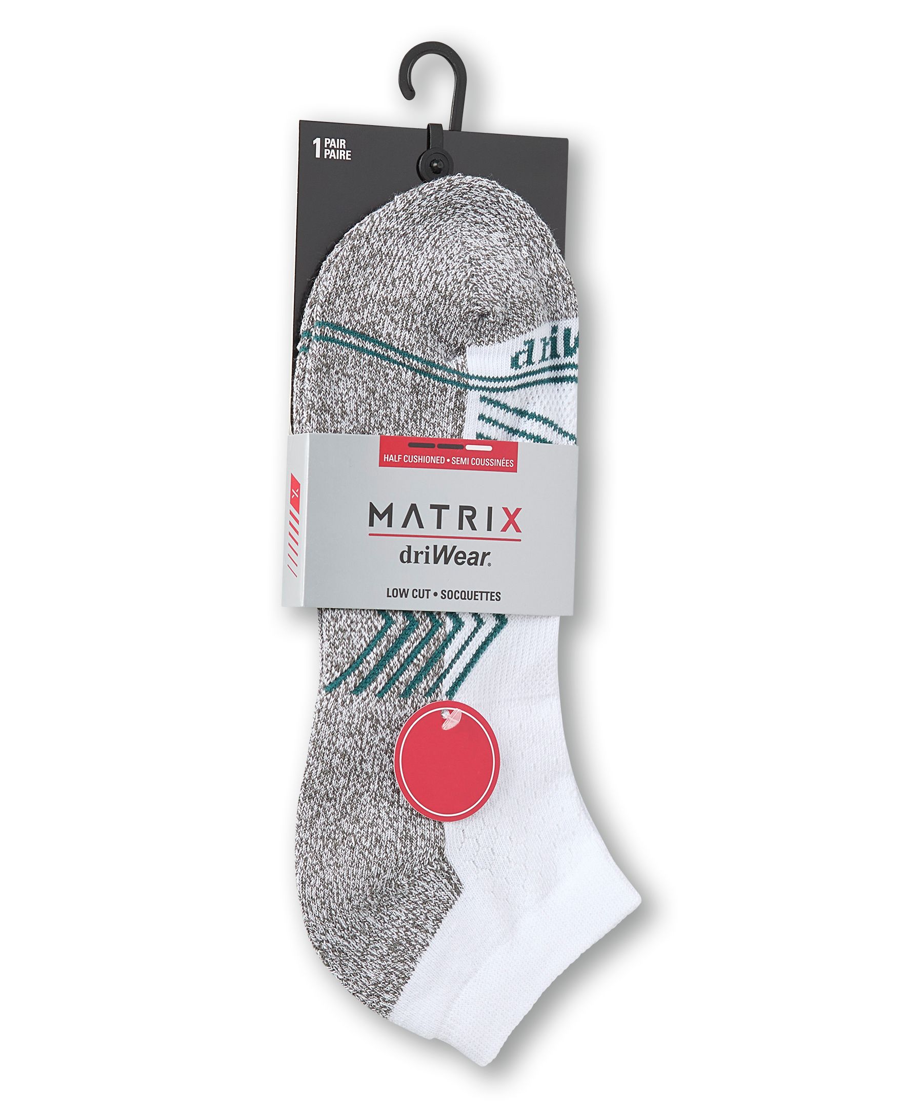 Chaussettes basses et rembourrées avec driWear pour hommes, Matrix