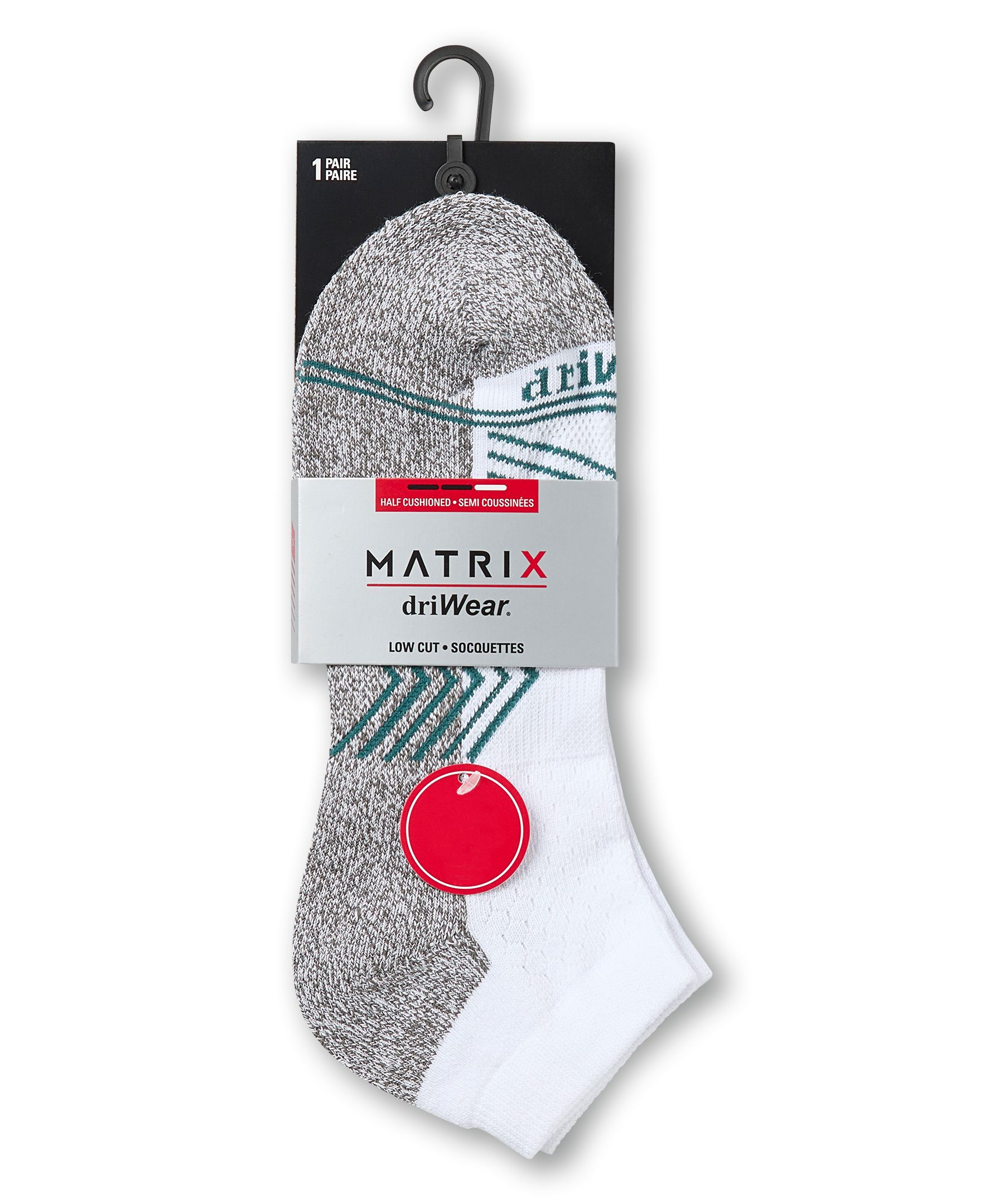 Chaussettes basses et rembourrées avec driWear pour hommes, Matrix