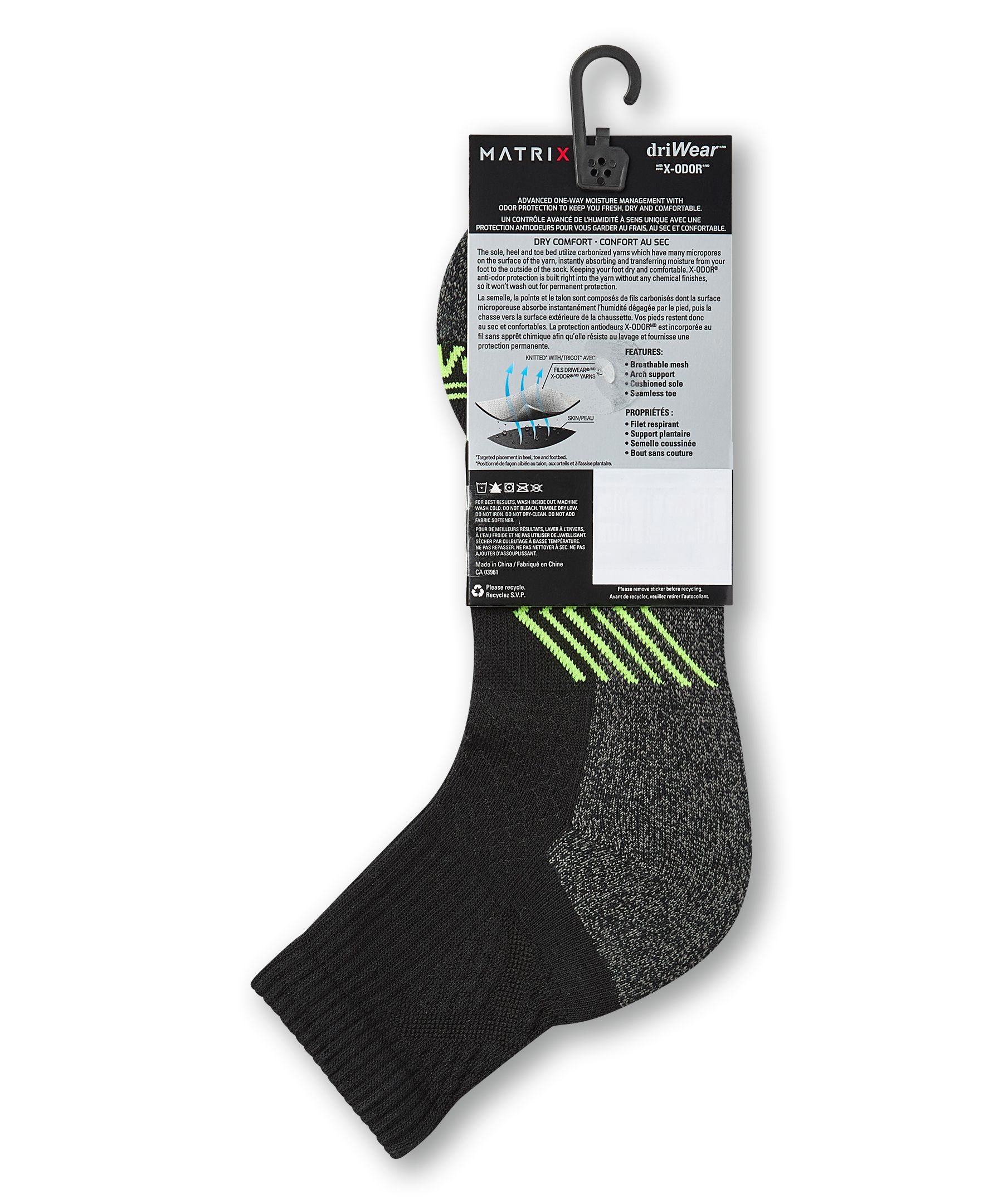 Matrix Men's driWear Quarter Crew Socks