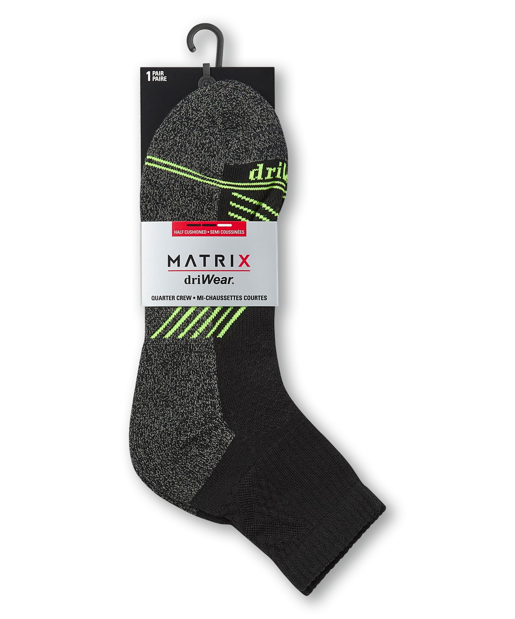Matrix Men's driWear Quarter Crew Socks