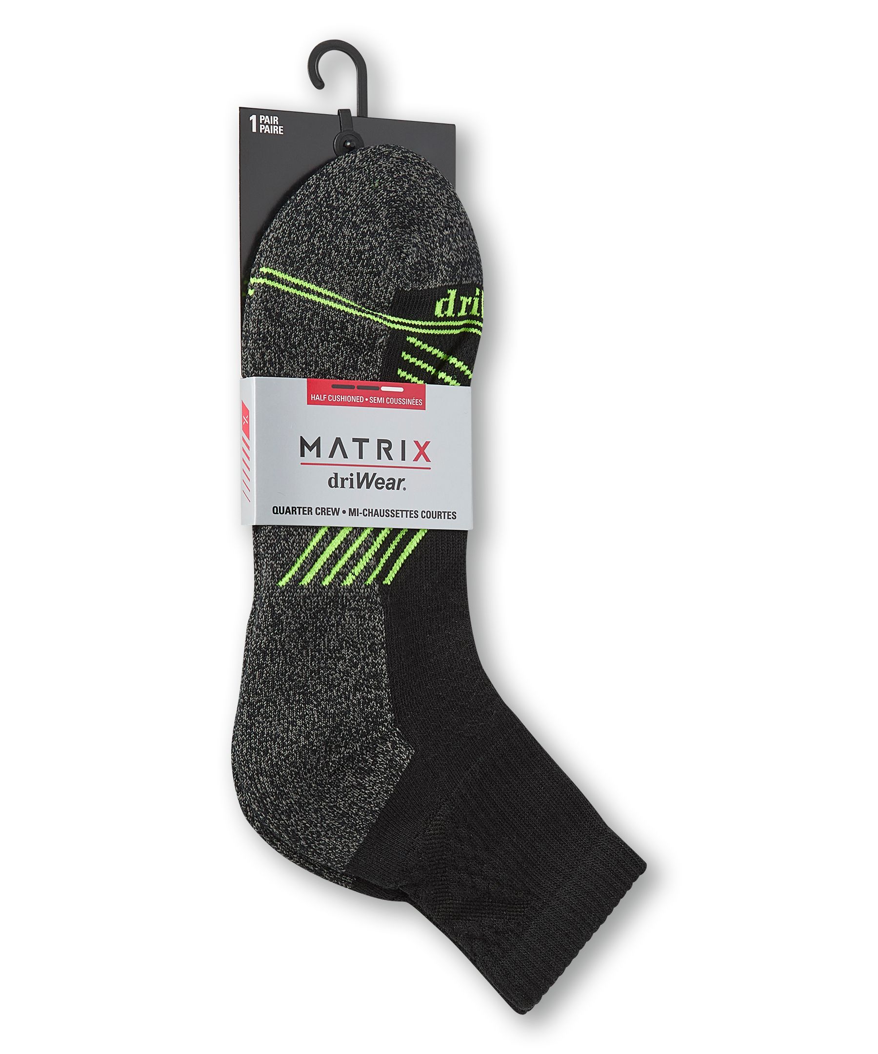 Matrix Men's driWear Quarter Crew Socks