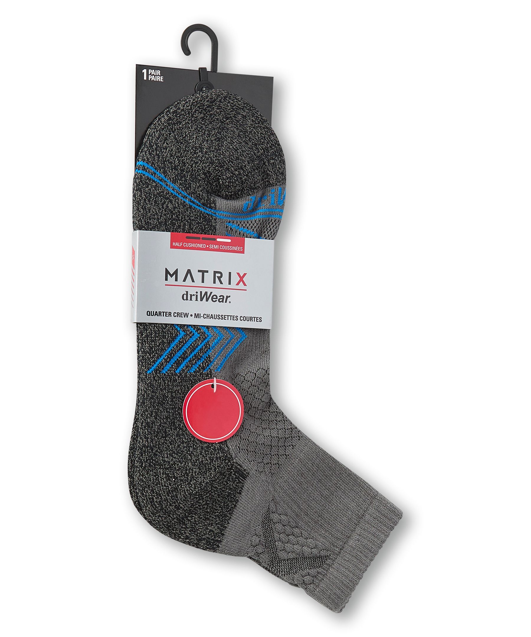 Matrix Men's driWear Quarter Crew Socks