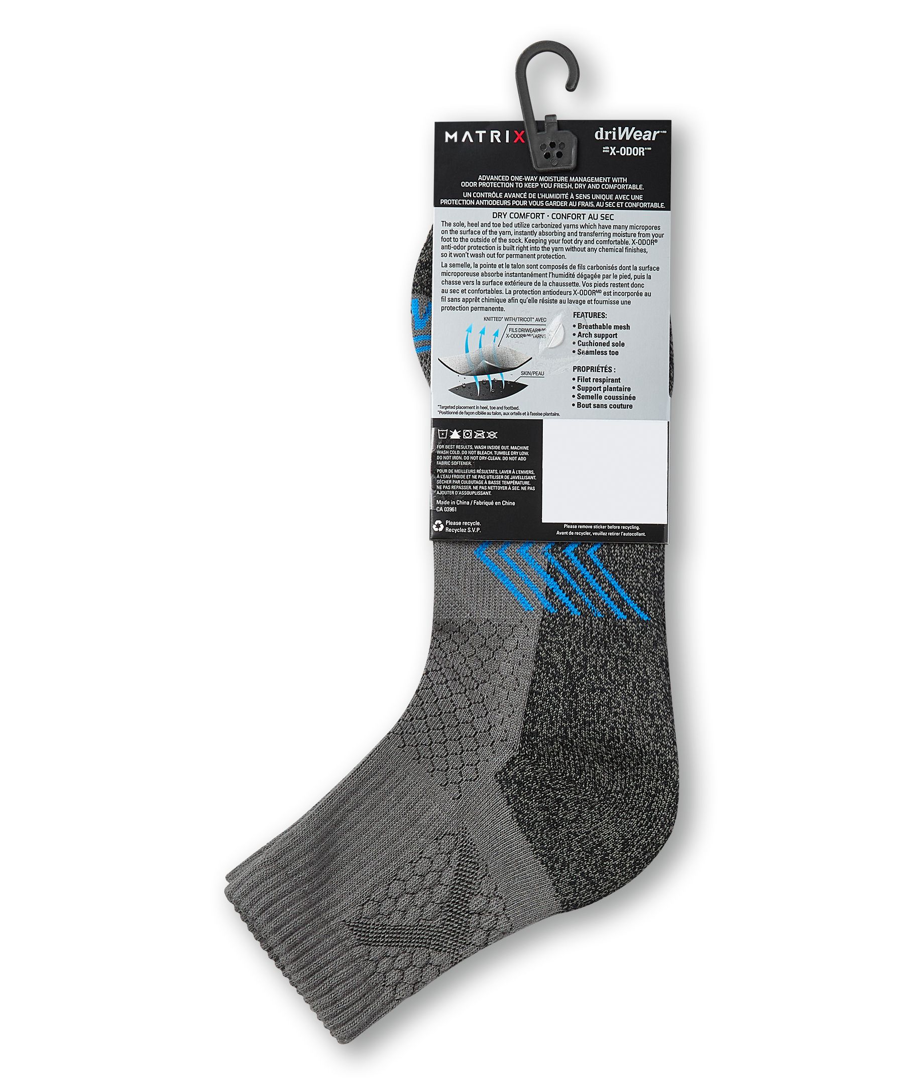 Matrix Men's driWear Quarter Crew Socks
