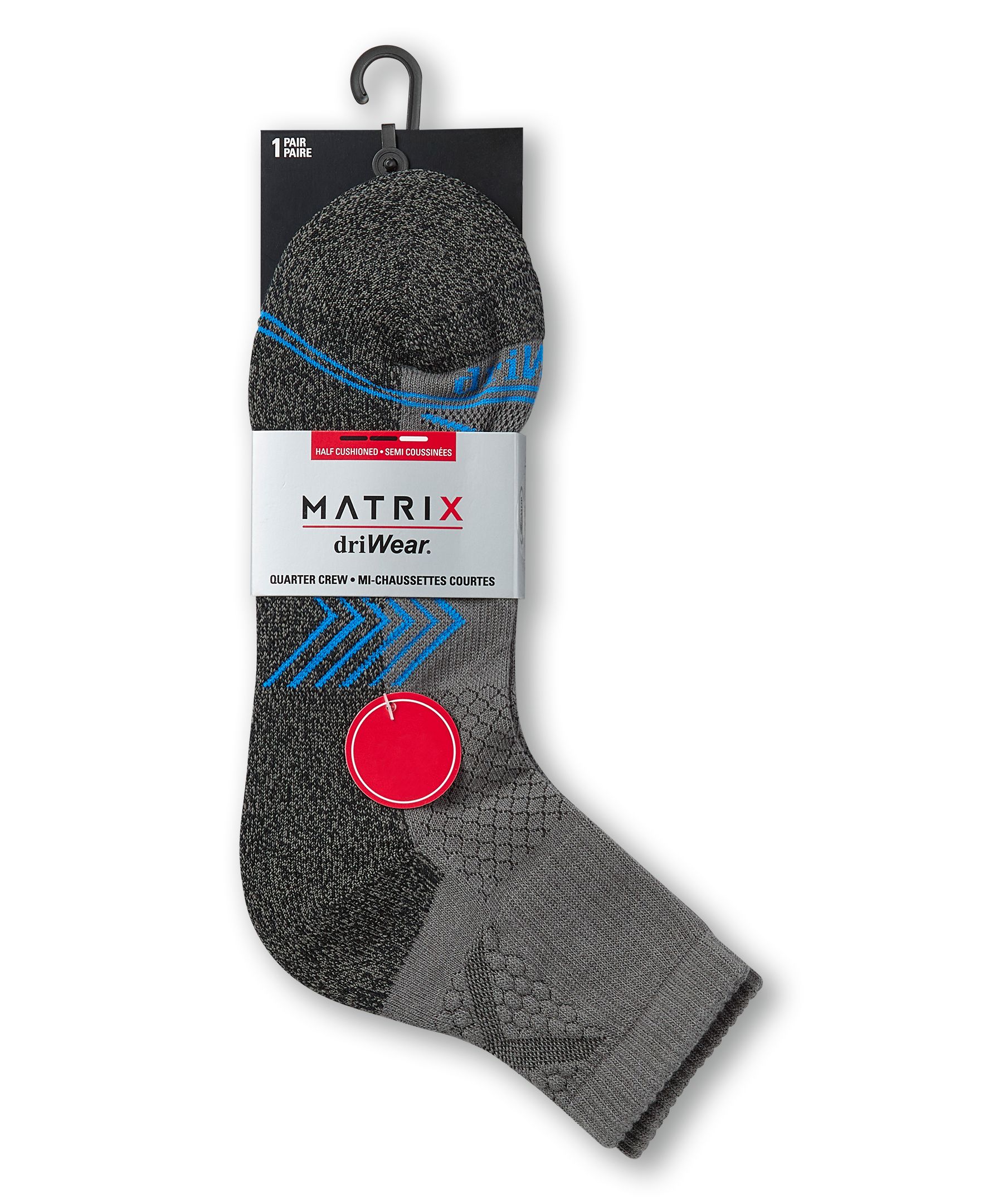 Matrix Men's driWear Quarter Crew Socks