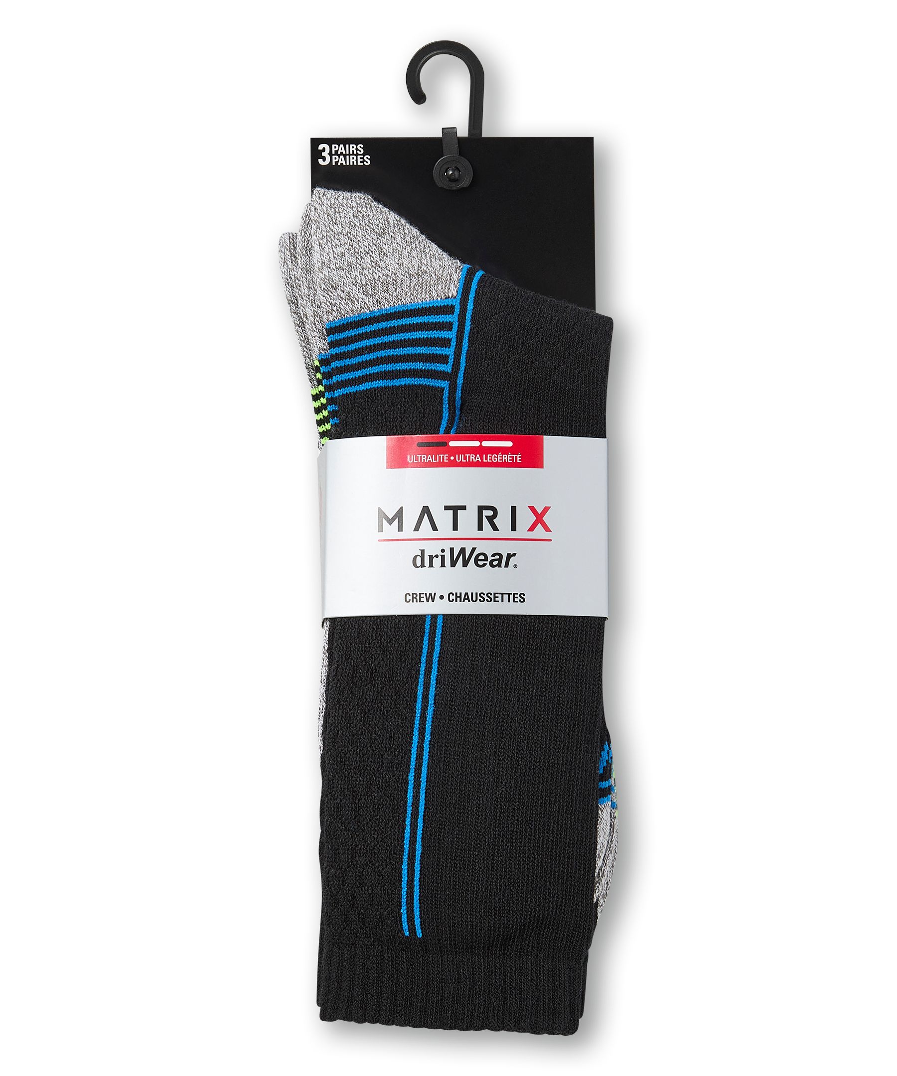 Matrix Men's 3pk driWear Ultralite Crew Socks