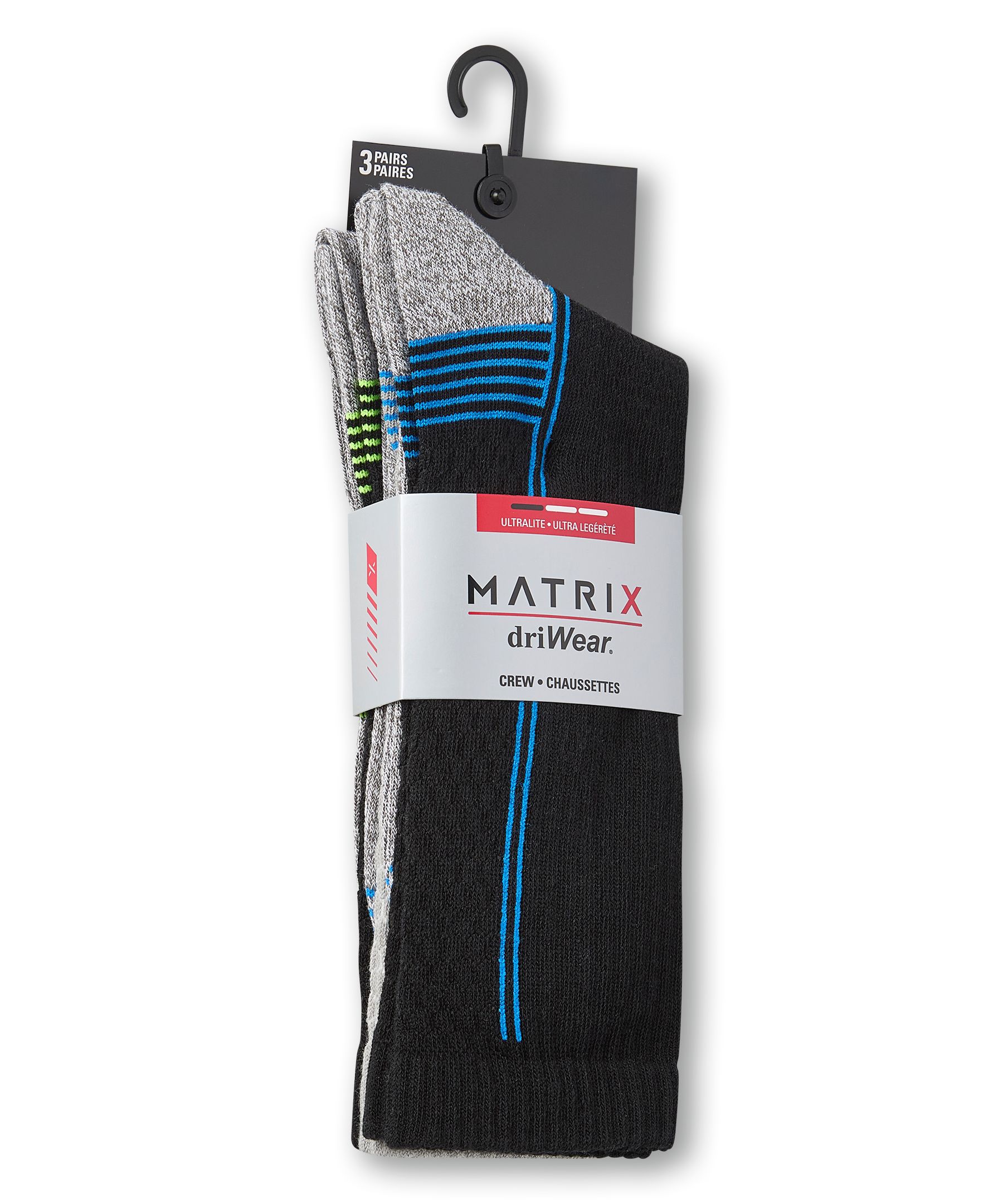 Matrix Men's 3pk driWear Ultralite Crew Socks