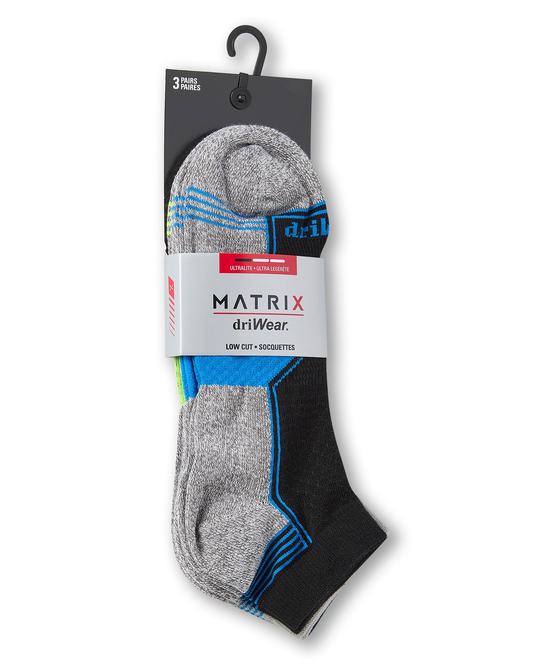 Matrix Men's 3pk driWear Ultralite Low Cut Socks
