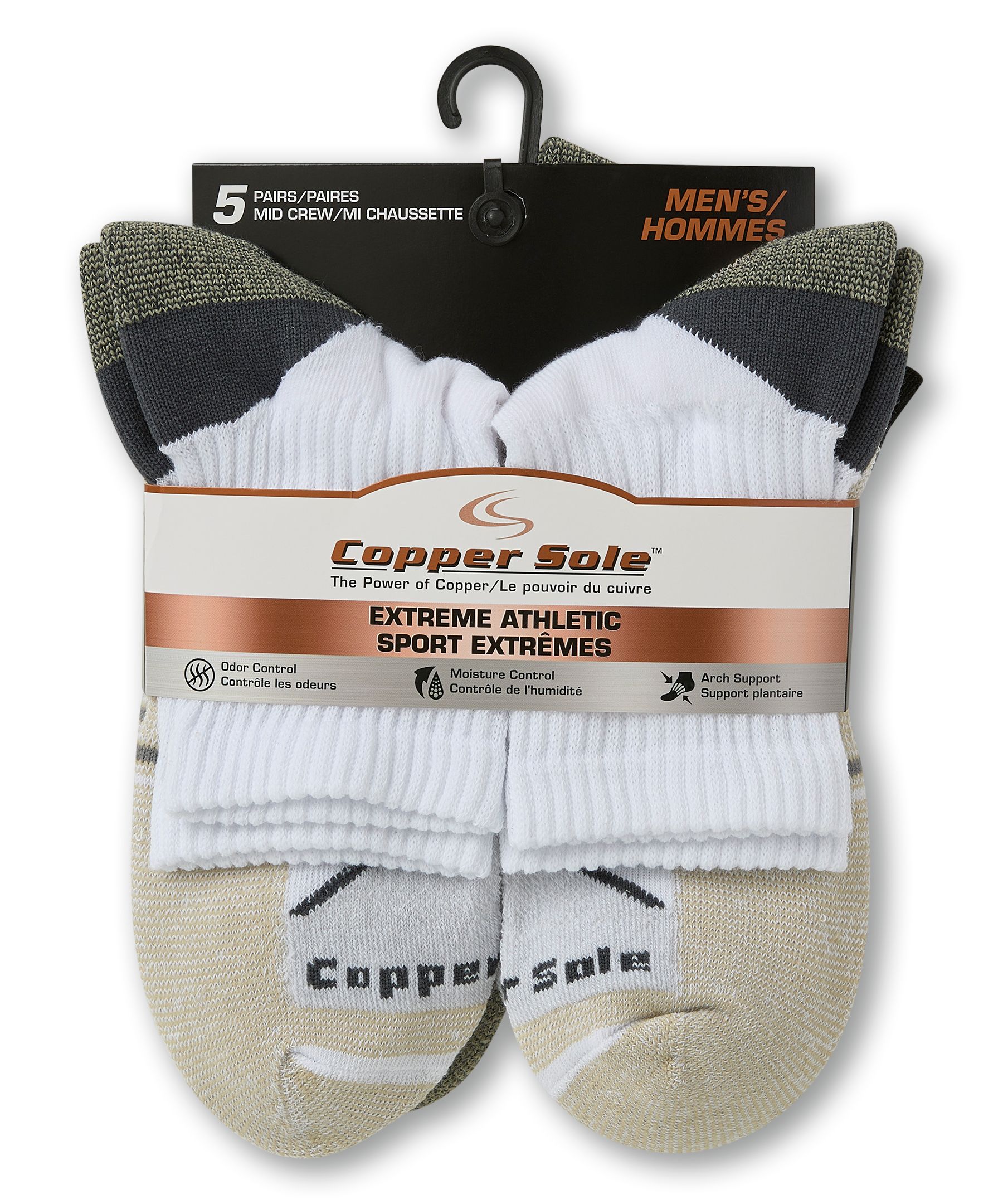 Copper Sole 4-Pack Athletic Crew Socks
