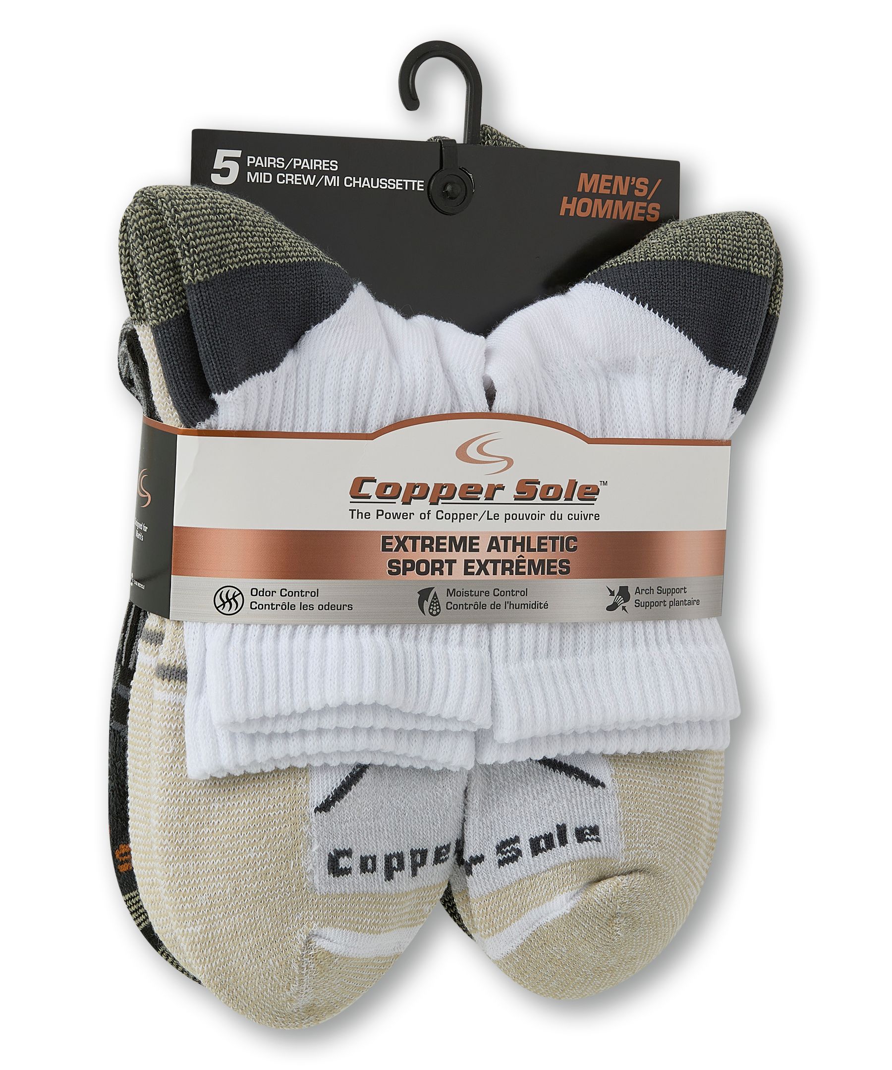 Copper Sole 4-Pack Athletic Crew Socks