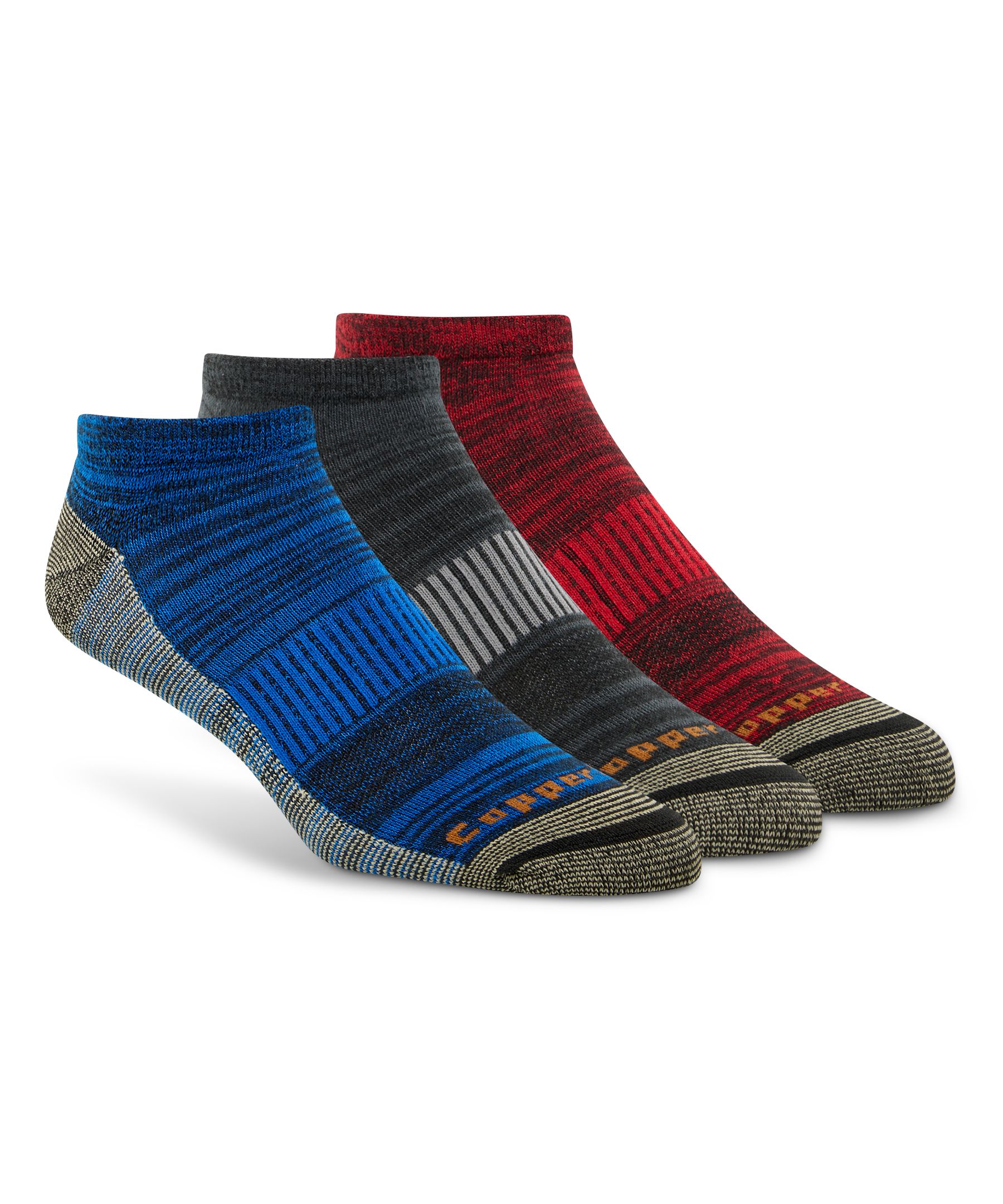 Copper Sole Men's Extreme Athletic No Show Socks 3-pk